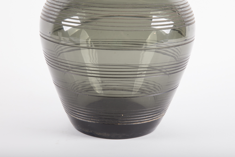 Pair of Black Tinted Glass Modern Vases