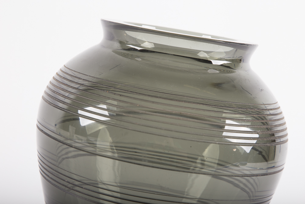 Pair of Black Tinted Glass Modern Vases