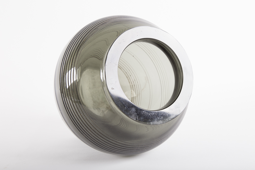 Pair of Black Tinted Glass Modern Vases