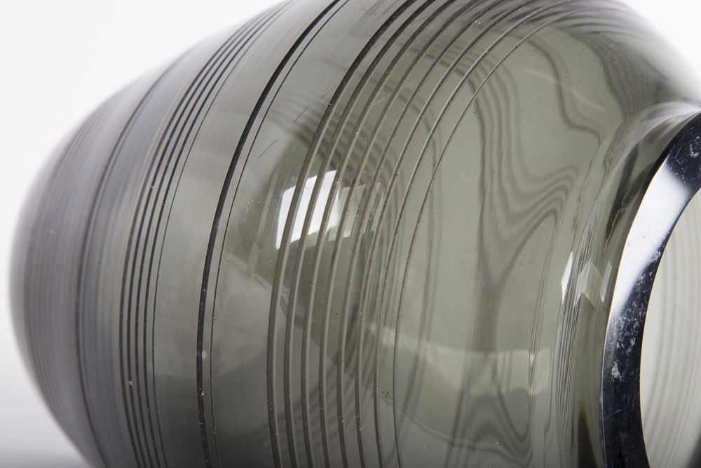 Pair of Black Tinted Glass Modern Vases