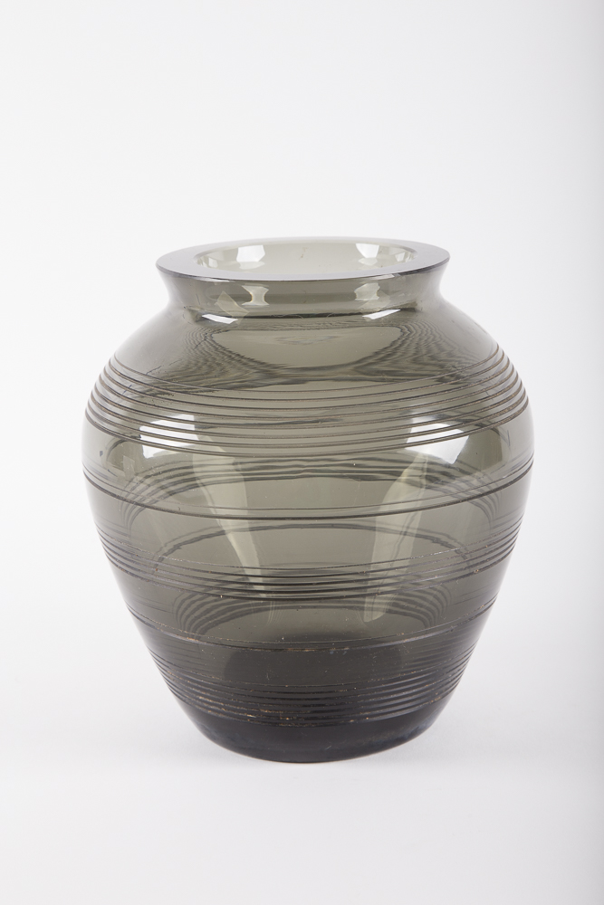 Pair of Black Tinted Glass Modern Vases