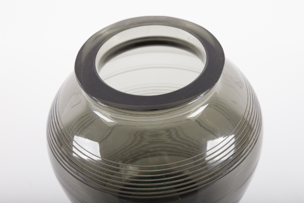 Pair of Black Tinted Glass Modern Vases