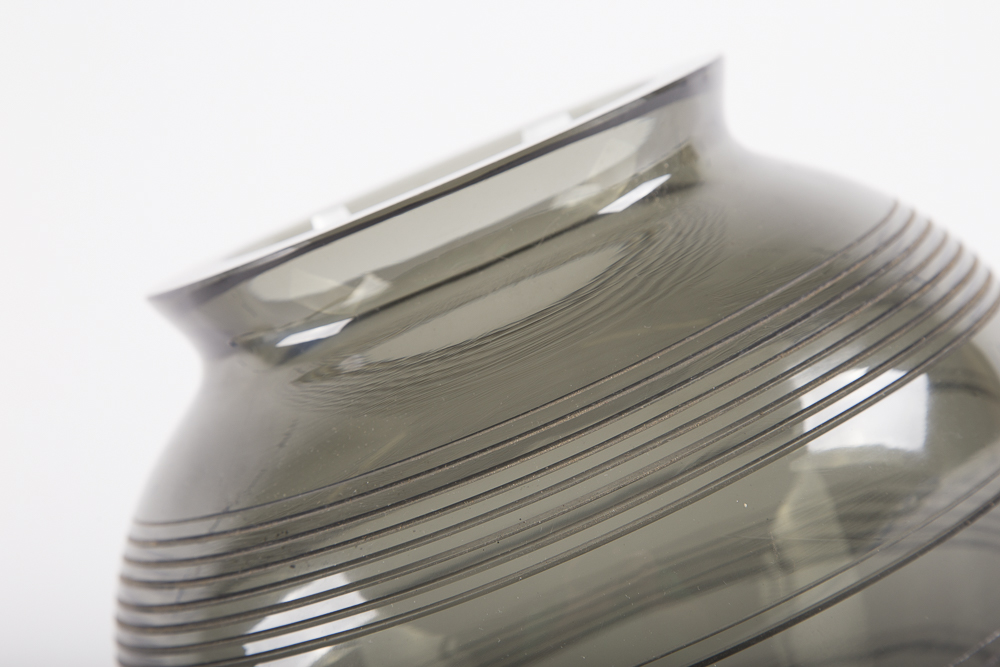 Pair of Black Tinted Glass Modern Vases