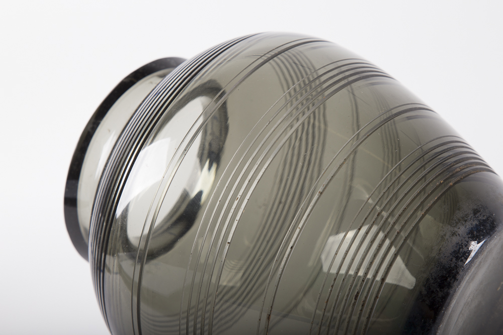 Pair of Black Tinted Glass Modern Vases