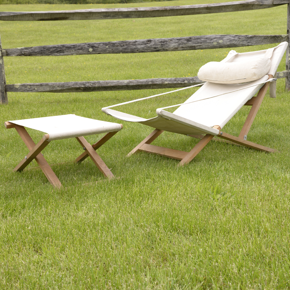 Danish Modern Outdoor Lounge Chair and Ottoman by Cado