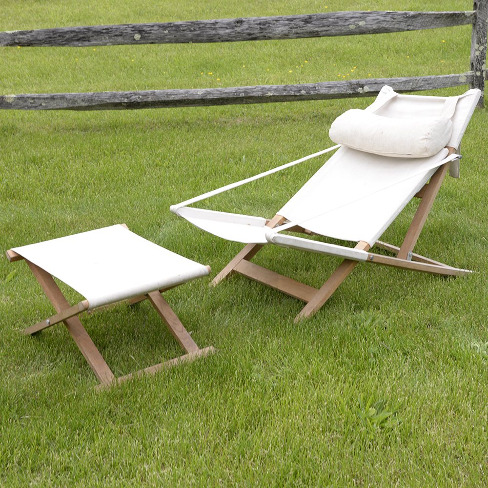 Danish Modern Outdoor Lounge Chair and Ottoman by Cado