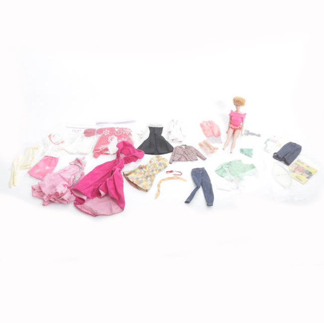 1960s Mattel Bubble Cut Barbie With Clothes and Accessories