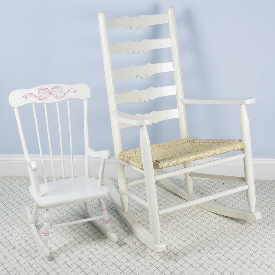 Ladder Back Rocking Chair by Donie Chair Company With Children's Rocker
