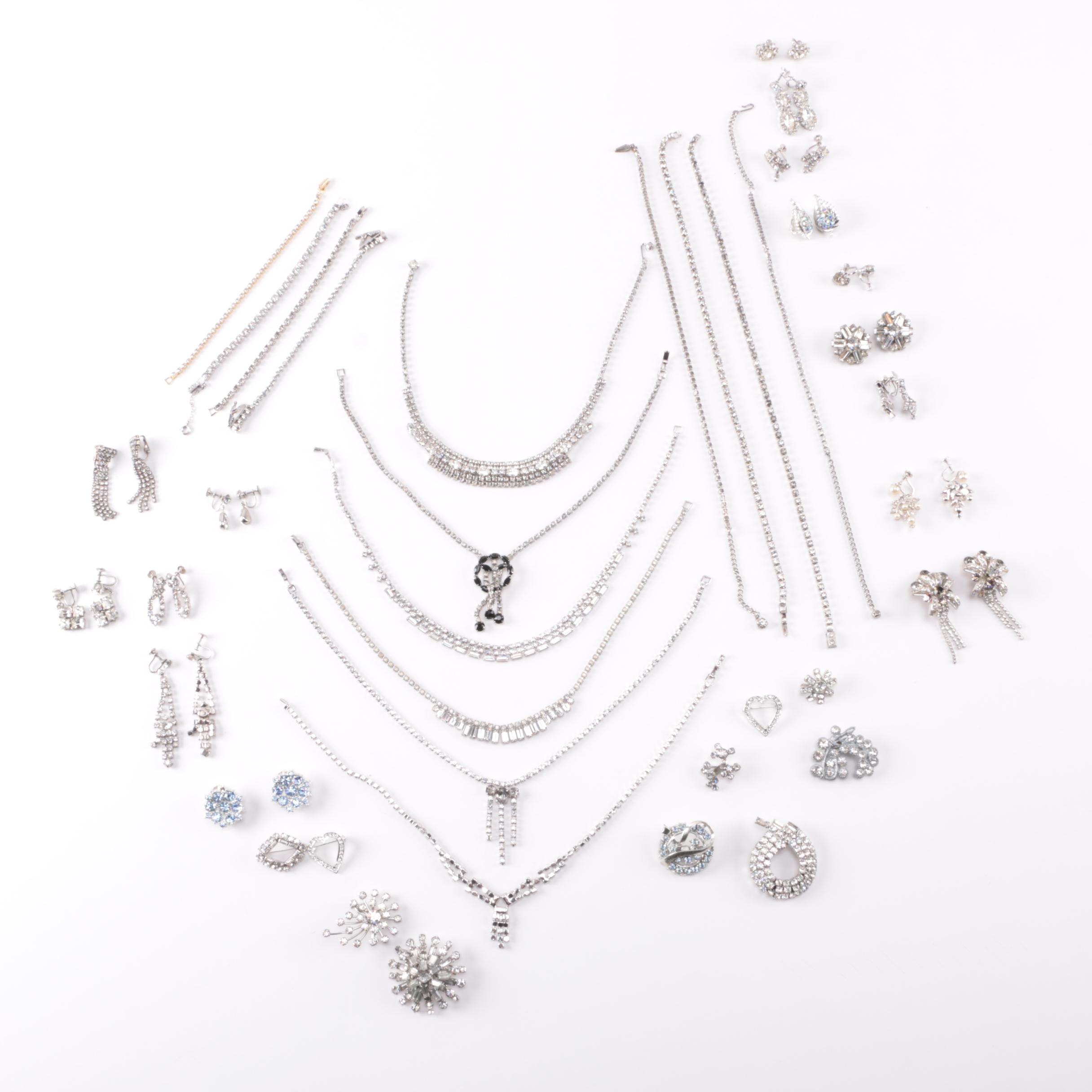 Large Assortment of Rhinestone Jewelry