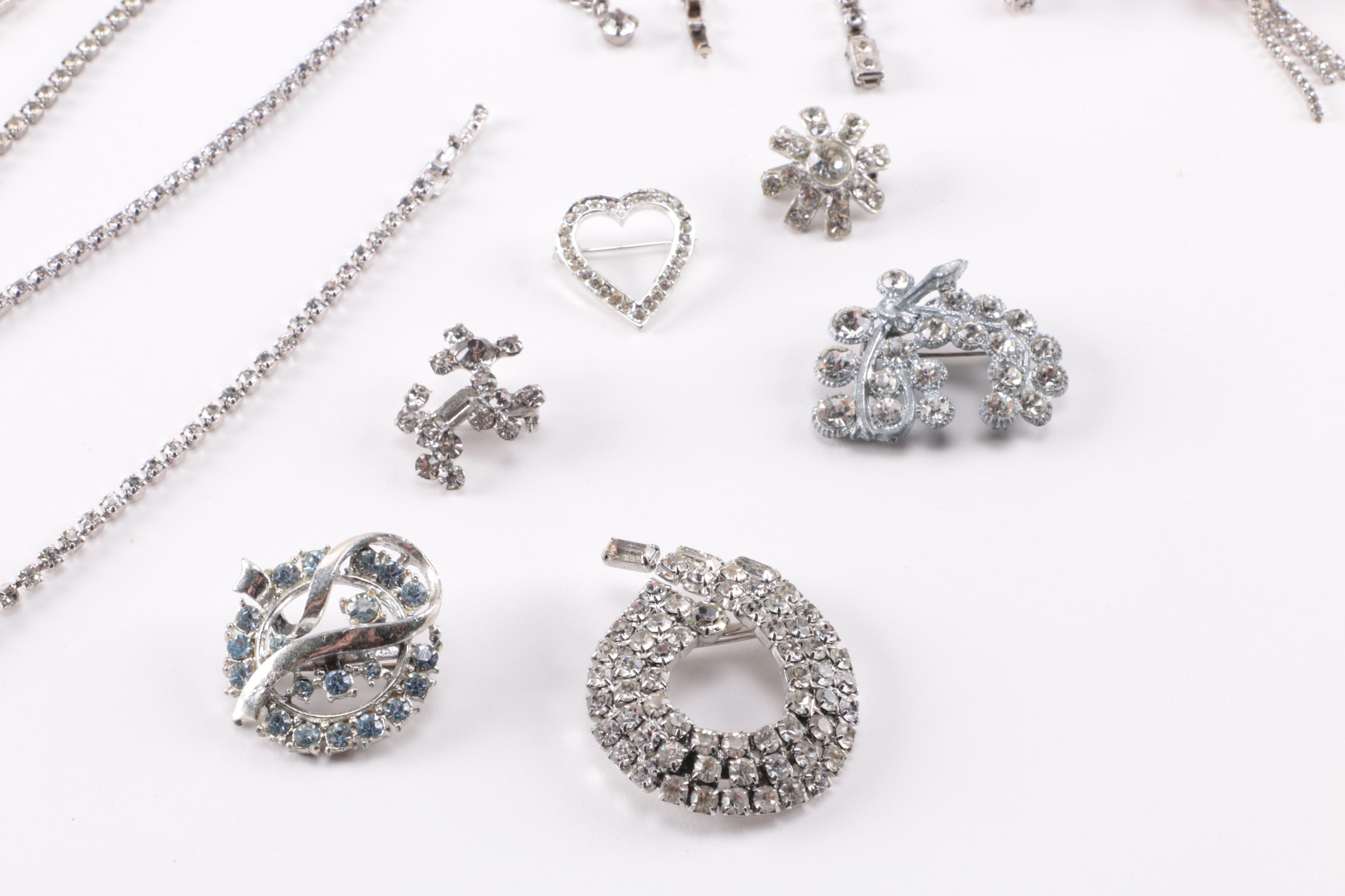 Large Assortment of Rhinestone Jewelry