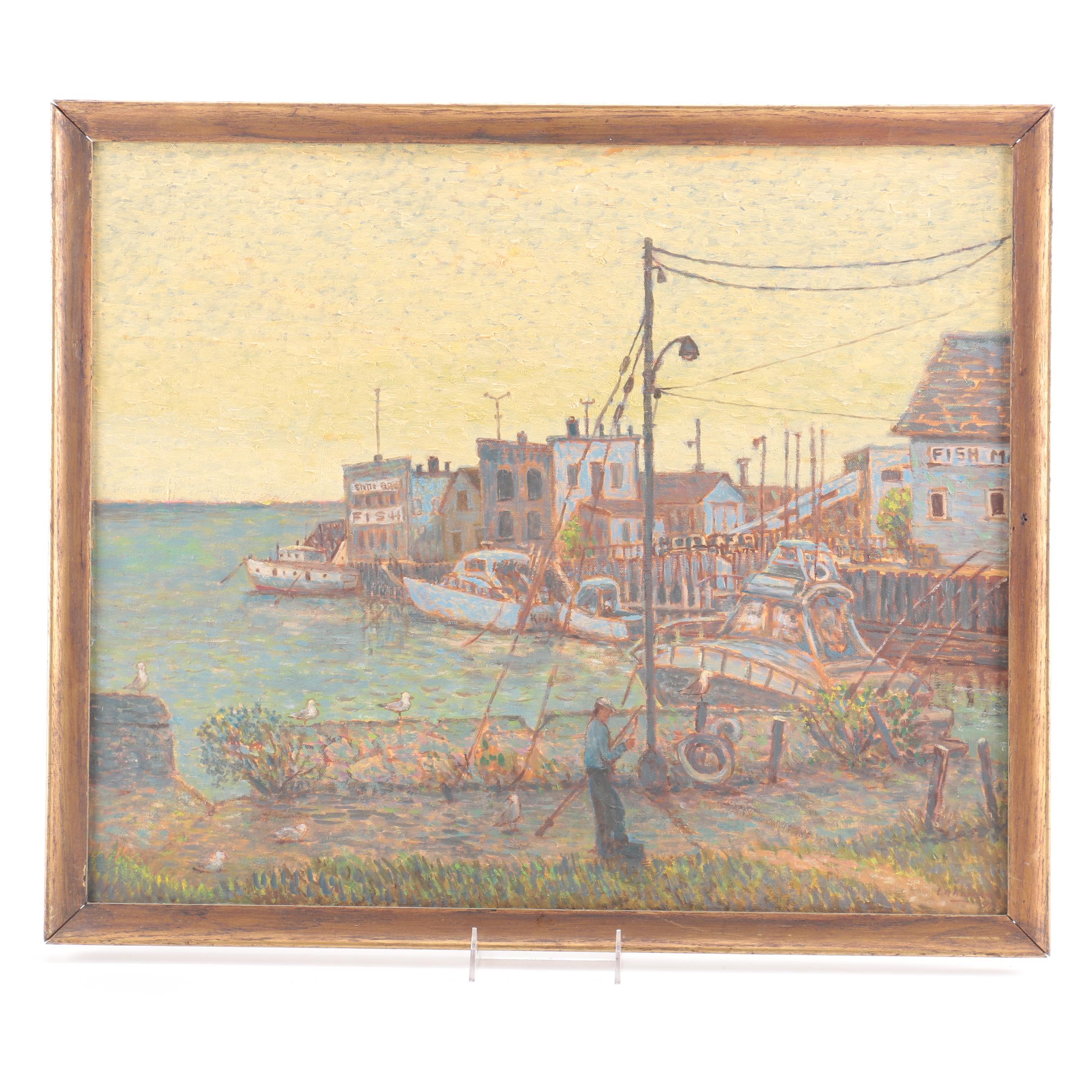 Robert O. Lahmann Oil Painting on Canvas "Port Washington Harbor"