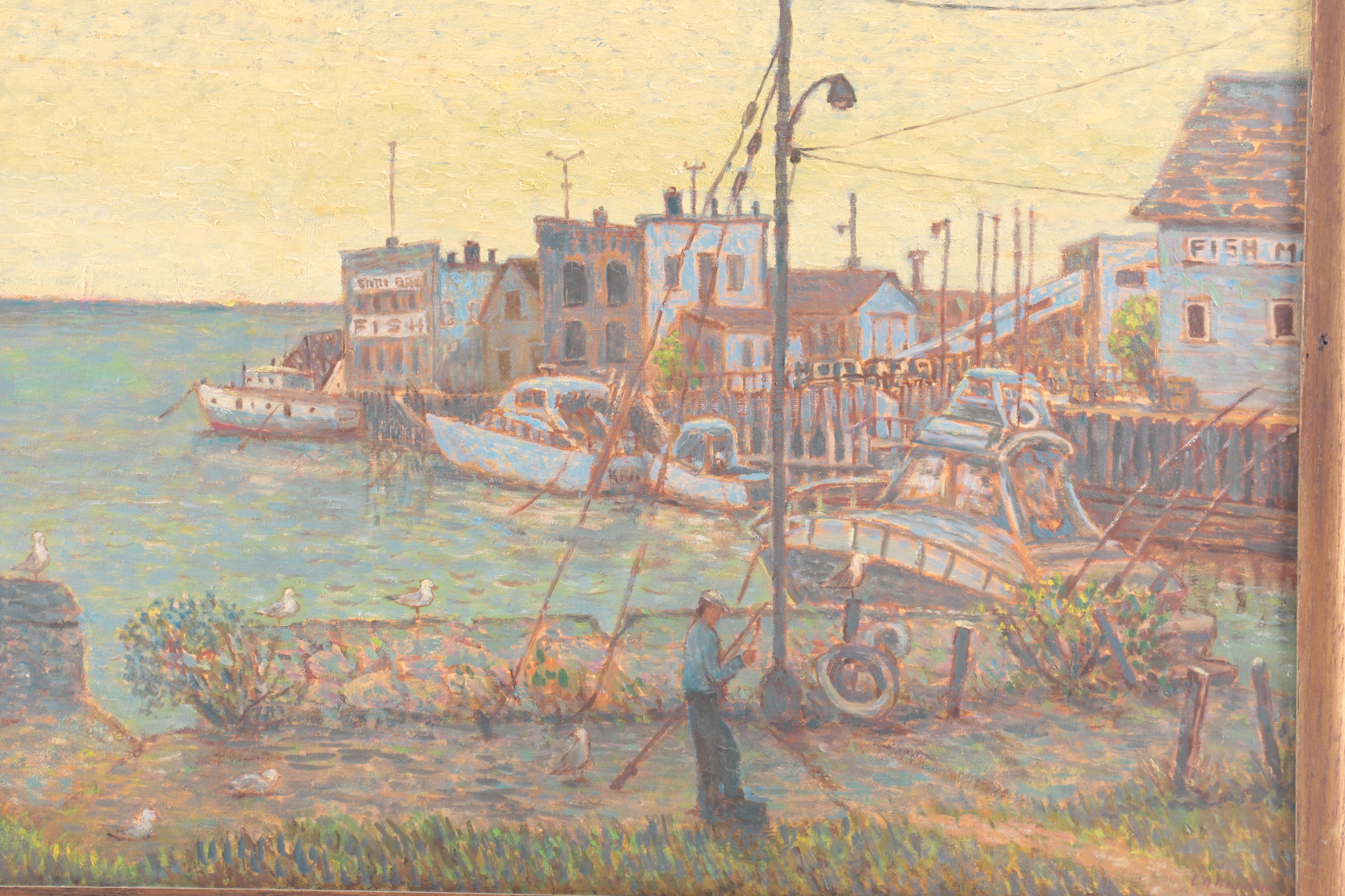 Robert O. Lahmann Oil Painting on Canvas "Port Washington Harbor"