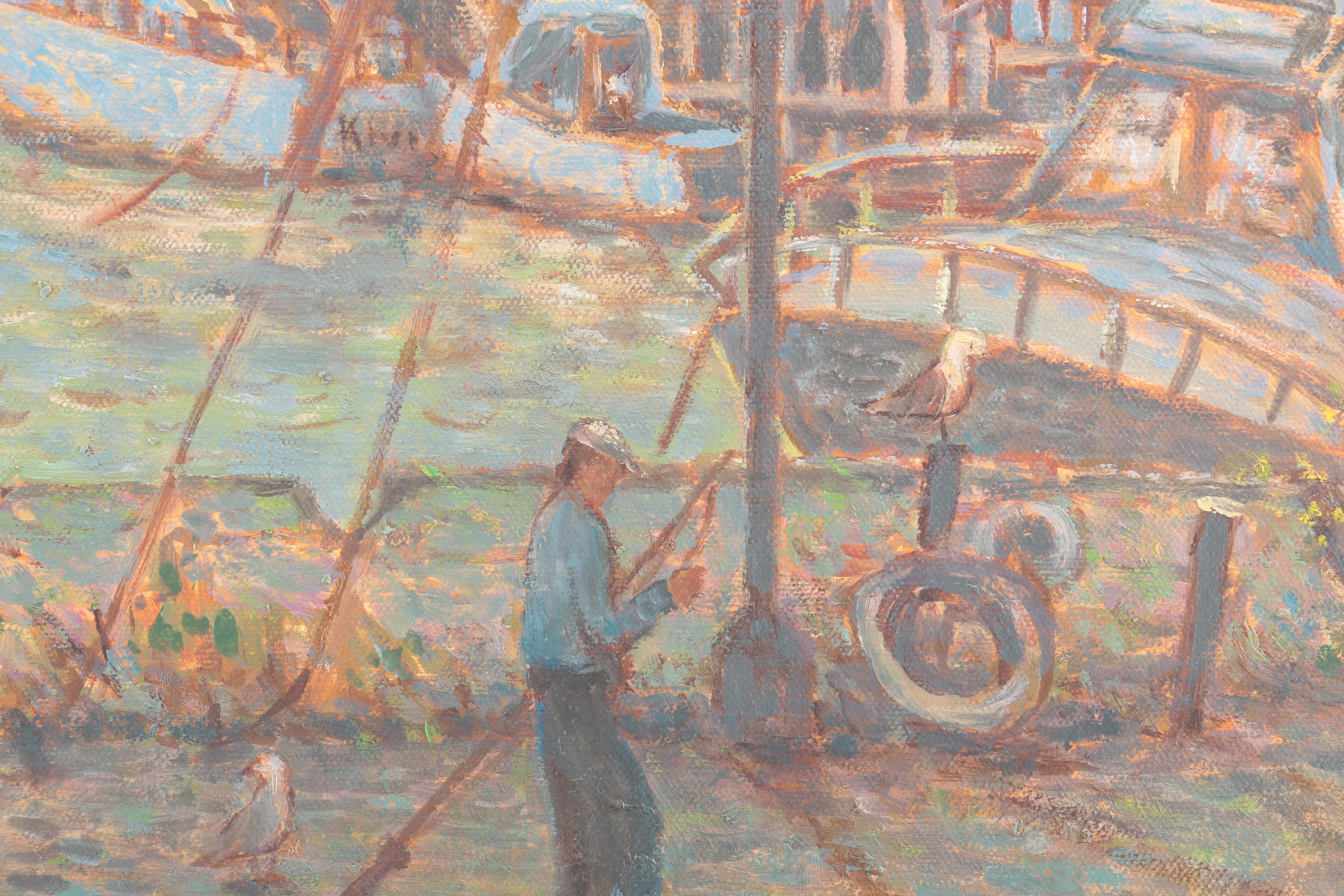 Robert O. Lahmann Oil Painting on Canvas "Port Washington Harbor"