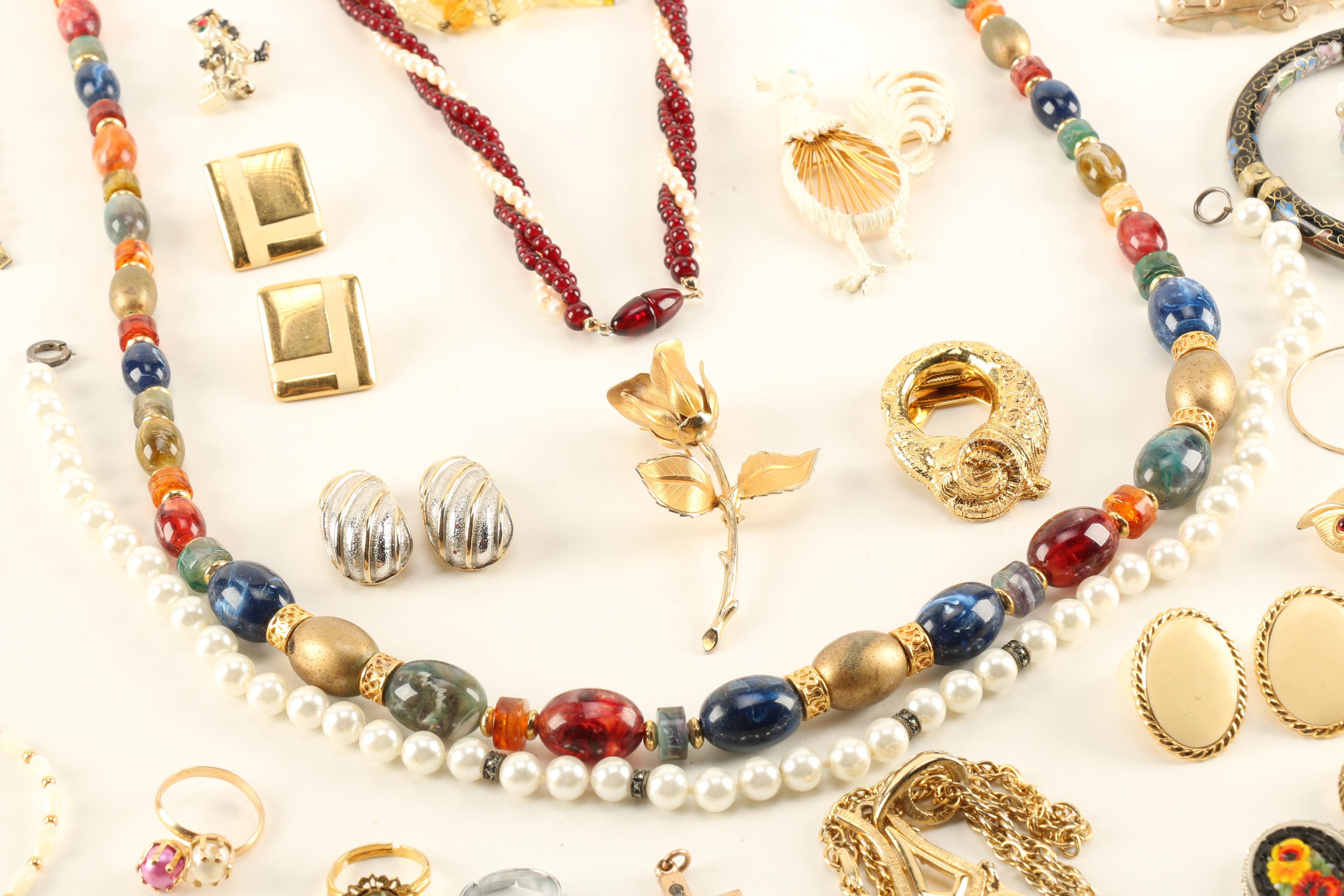 Costume Jewelry Assortment Including Donald Stannard Trifari and Marino