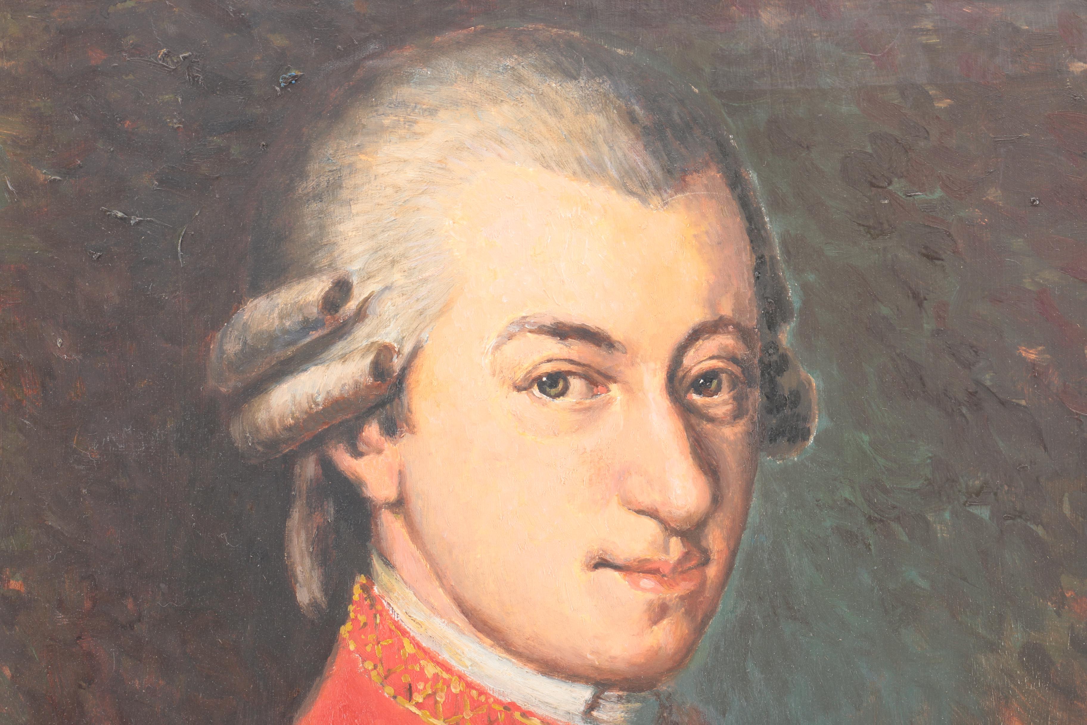 Robert O. Lahmann Oil Painting on Board After Barbara Krafft's Mozart Portrait