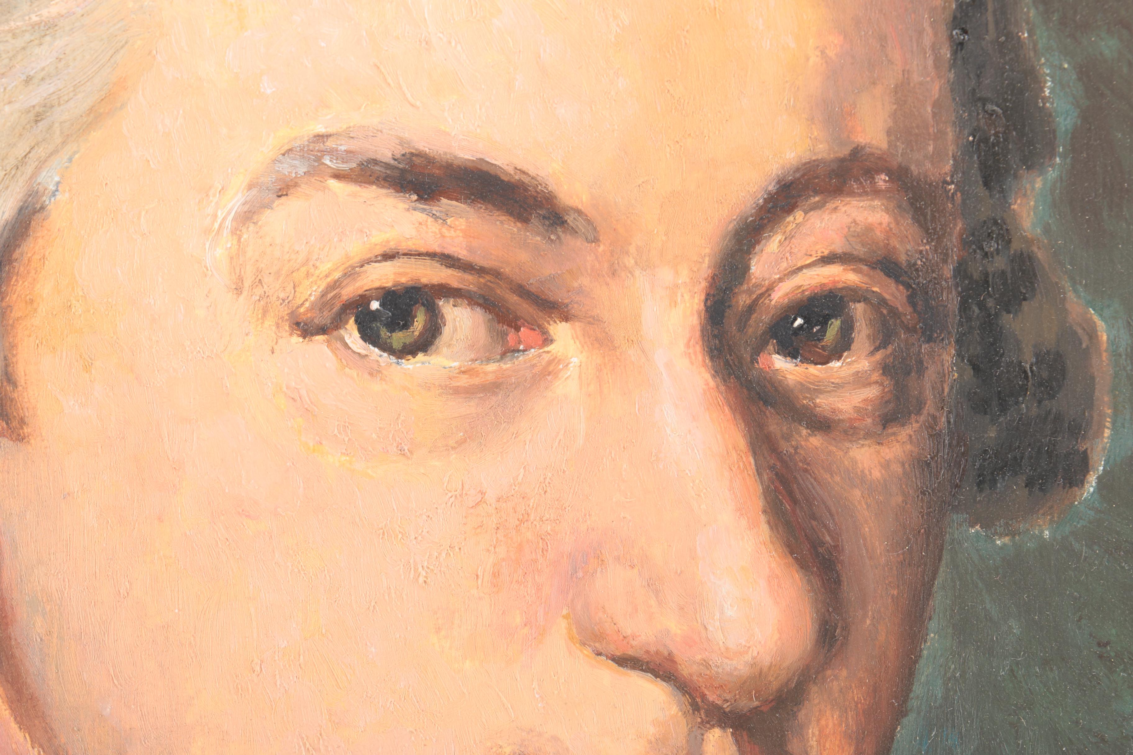 Robert O. Lahmann Oil Painting on Board After Barbara Krafft's Mozart Portrait