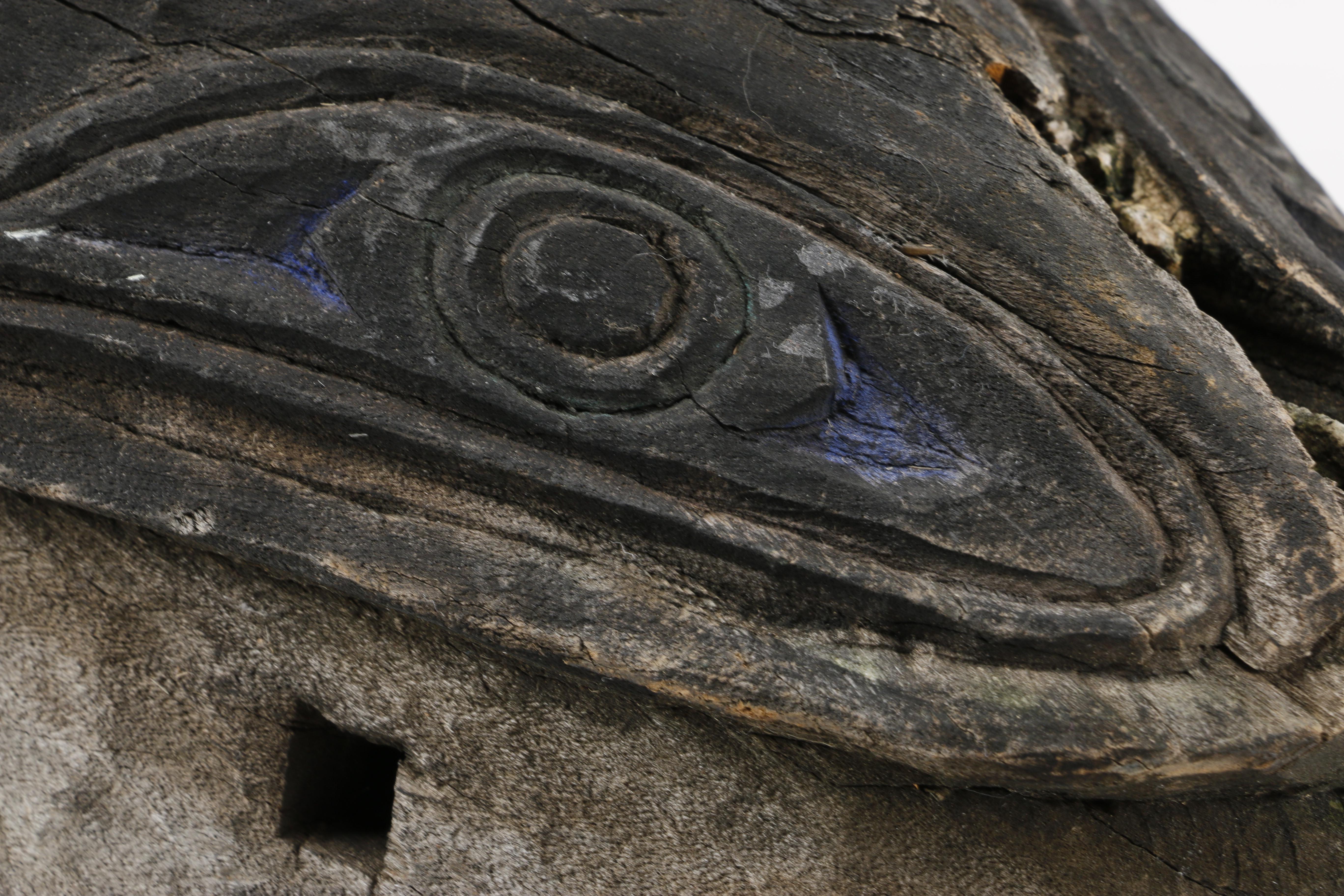 Hand Carved Wooden Mask With Bird of Prey Detailing