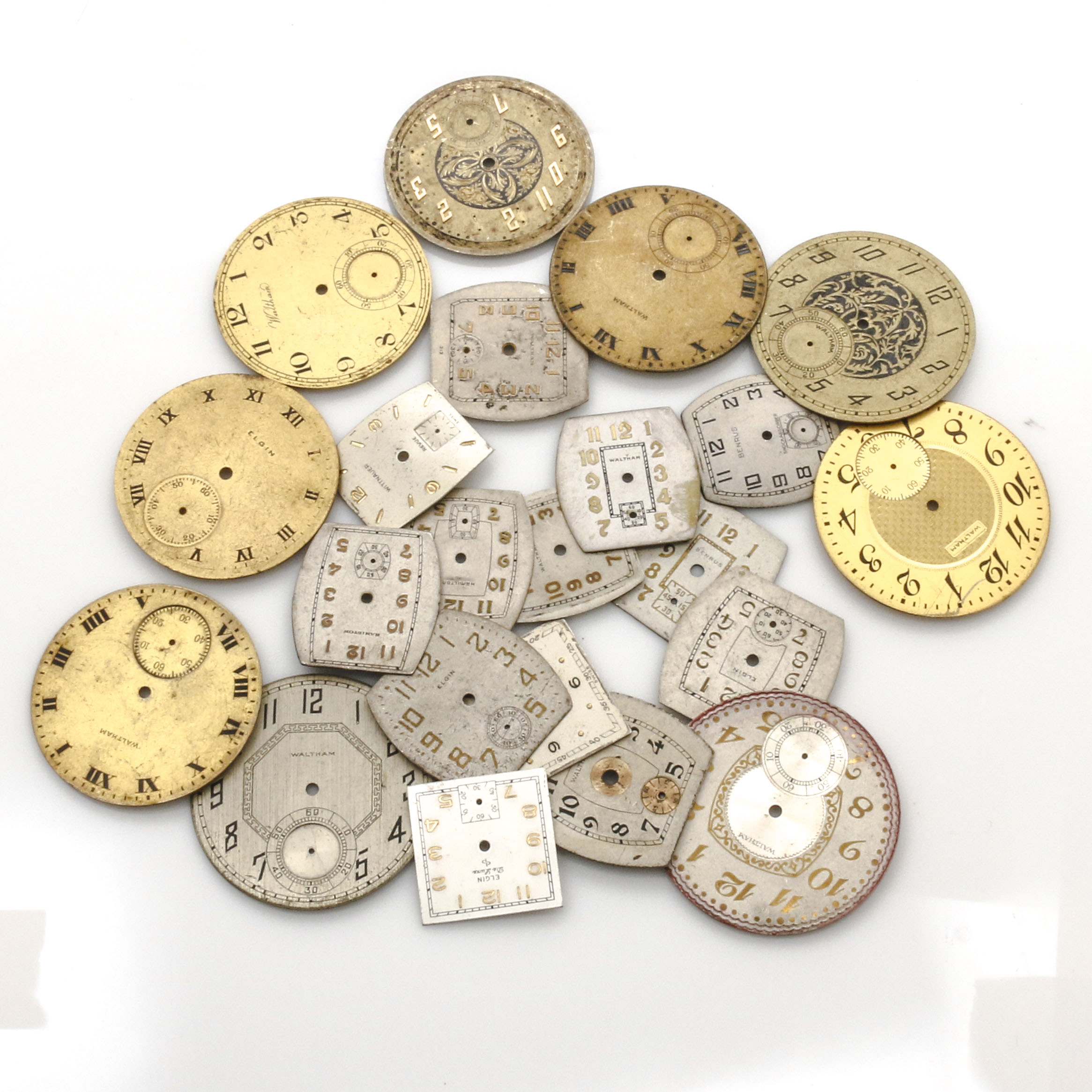 Assortment of Watch Movements, Dials, Cases, and Parts