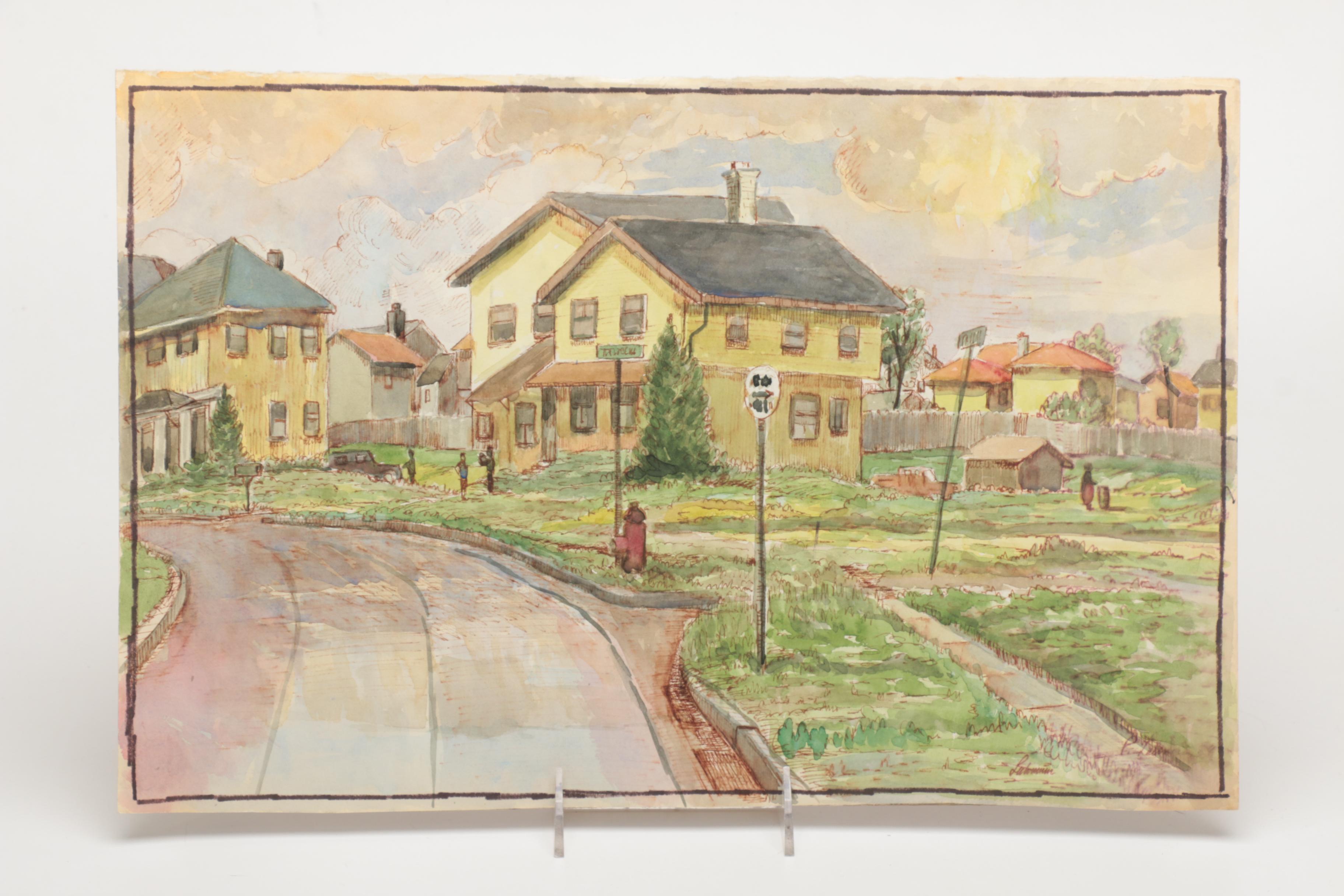 Lahmann Watercolors and Acrylics on Paper of Landscapes