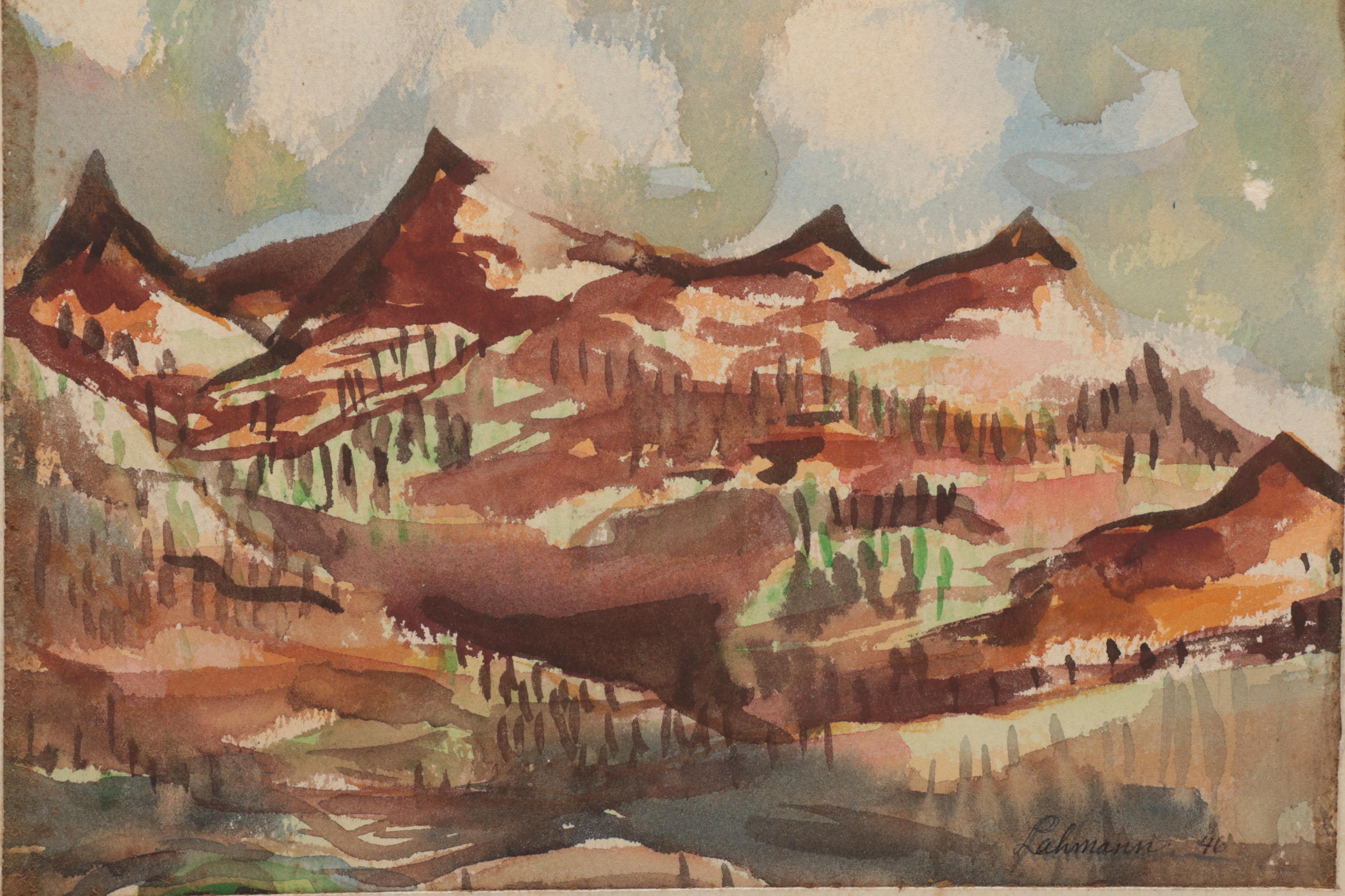 Lahmann Watercolors and Acrylics on Paper of Landscapes