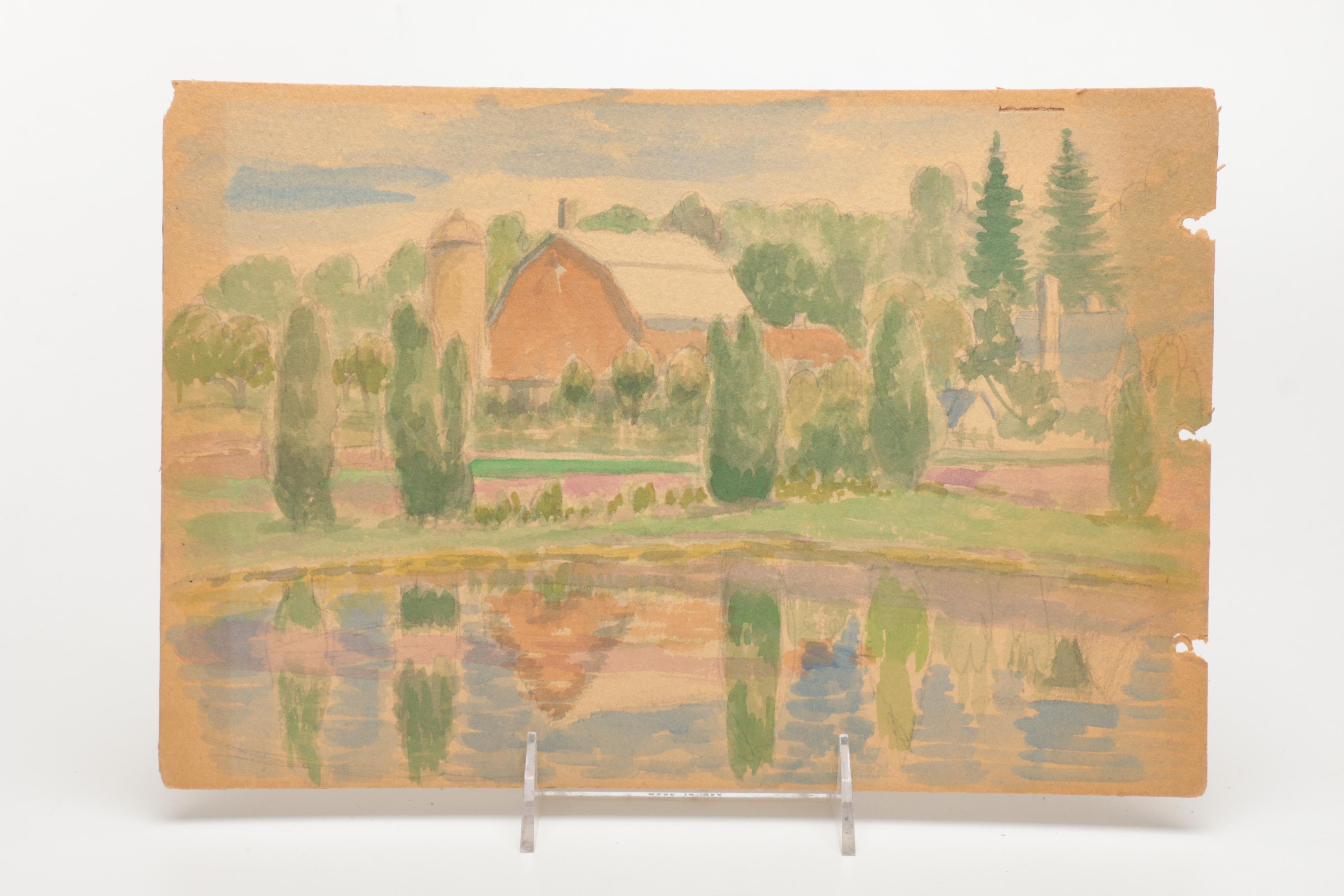 Lahmann Watercolors and Acrylics on Paper of Landscapes