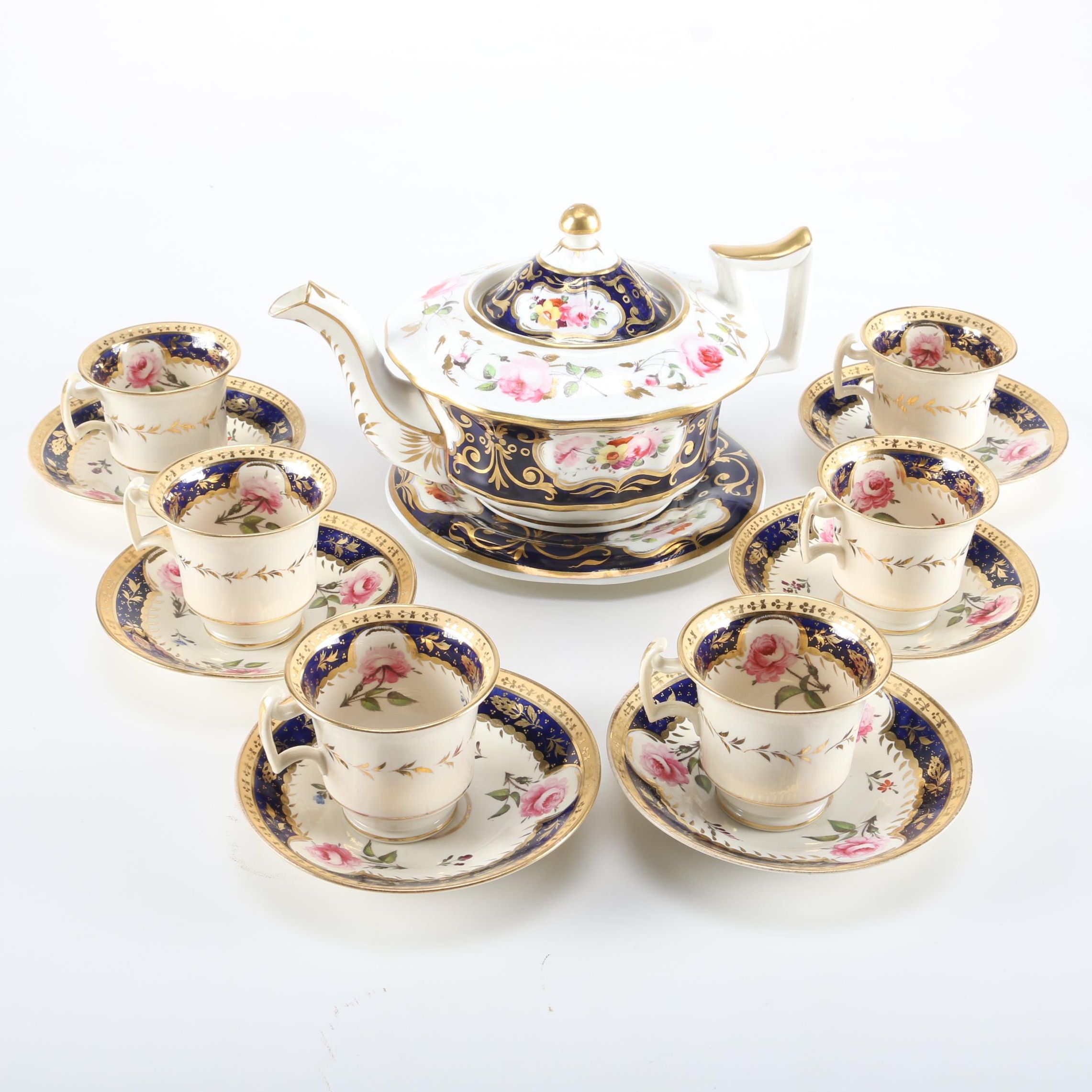 Antique Porcelain Hand-Painted Porcelain Tea Set