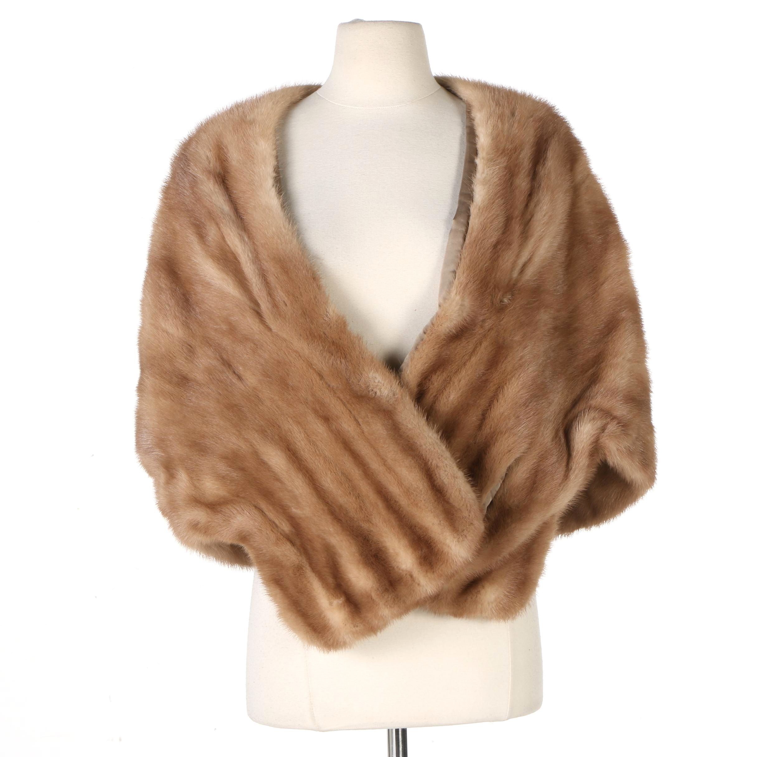 Vintage Light Brown Mink Fur Stole