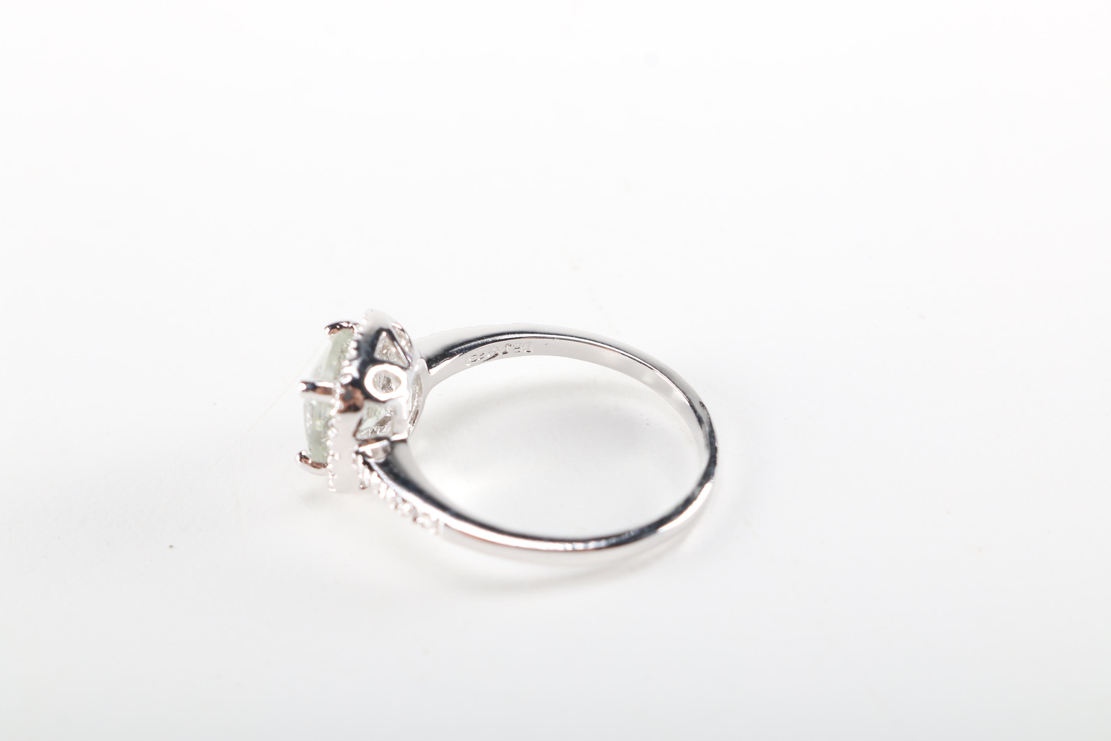 Sterling Jewelry With Quartz Gemstone Ring With Side Diamonds