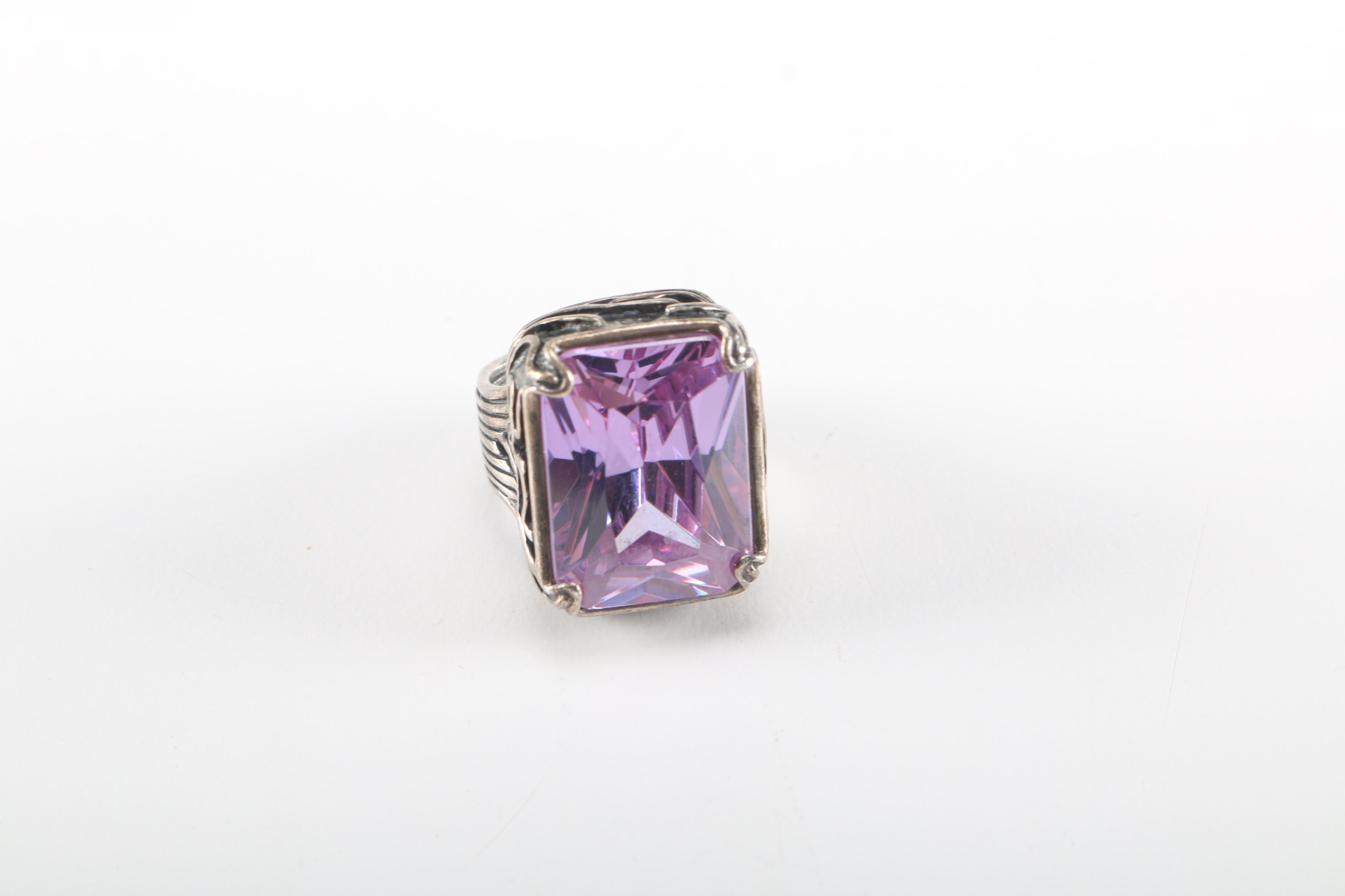 Sterling Jewelry With Quartz Gemstone Ring With Side Diamonds