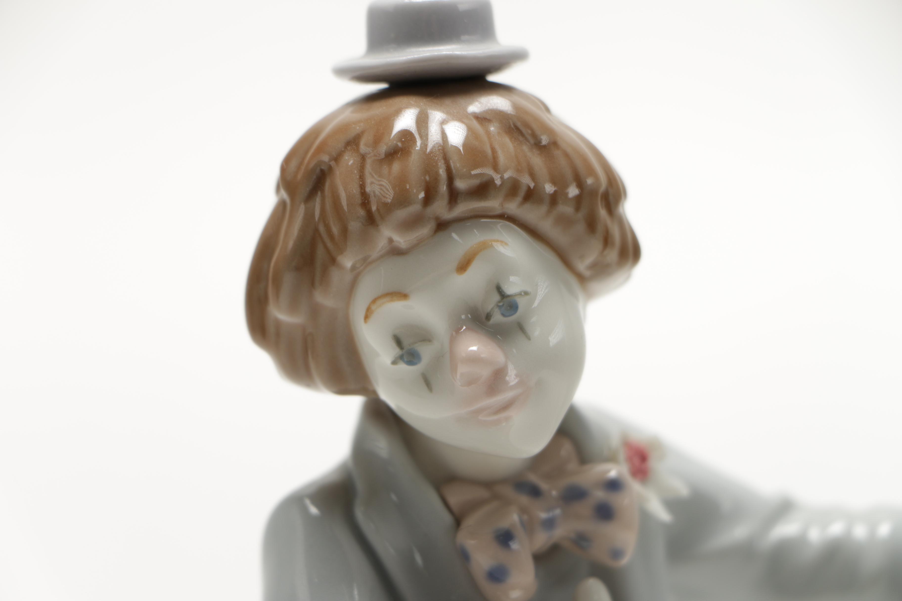 Nadal Porcelain Figurine of a Clown and His Cat