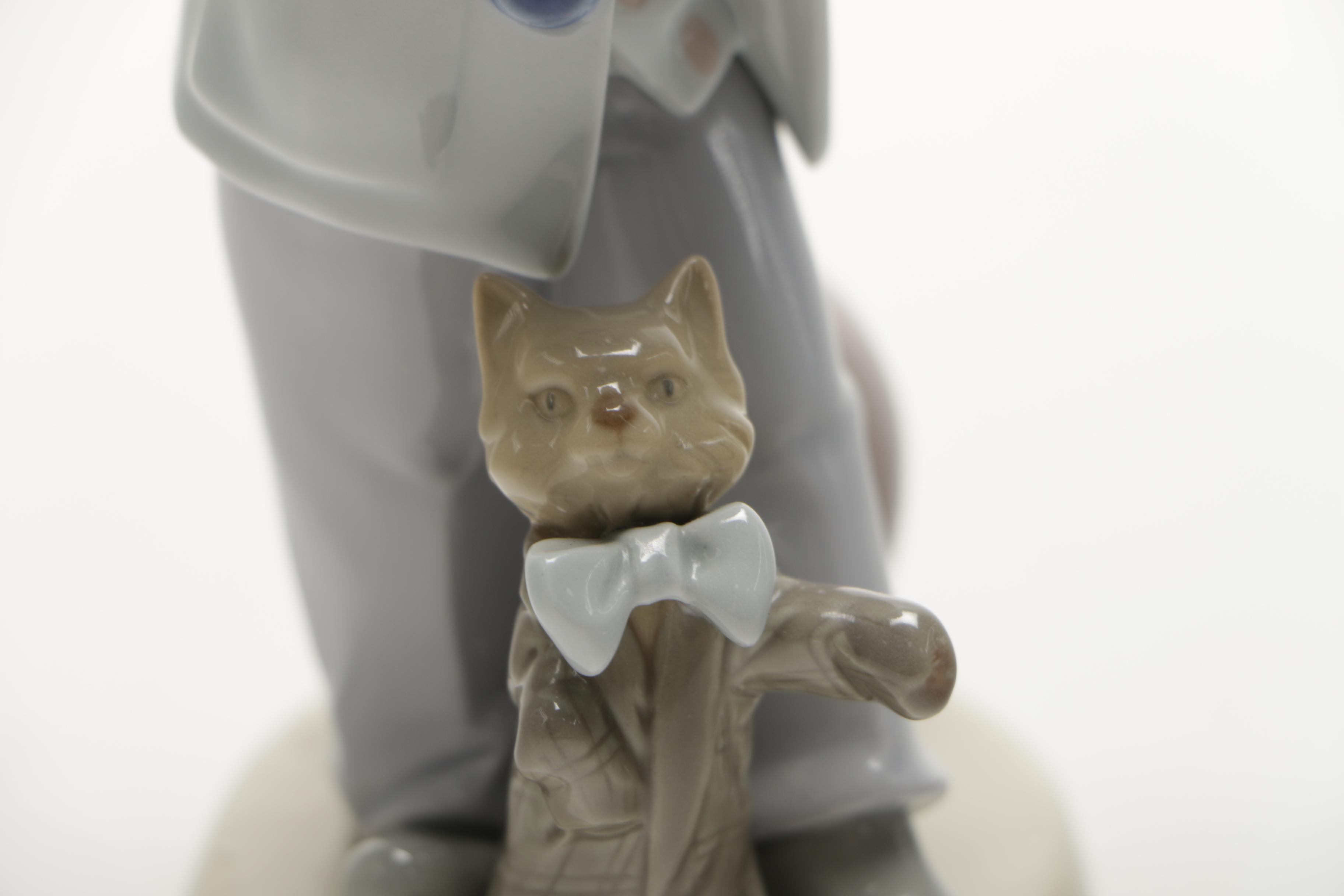 Nadal Porcelain Figurine of a Clown and His Cat