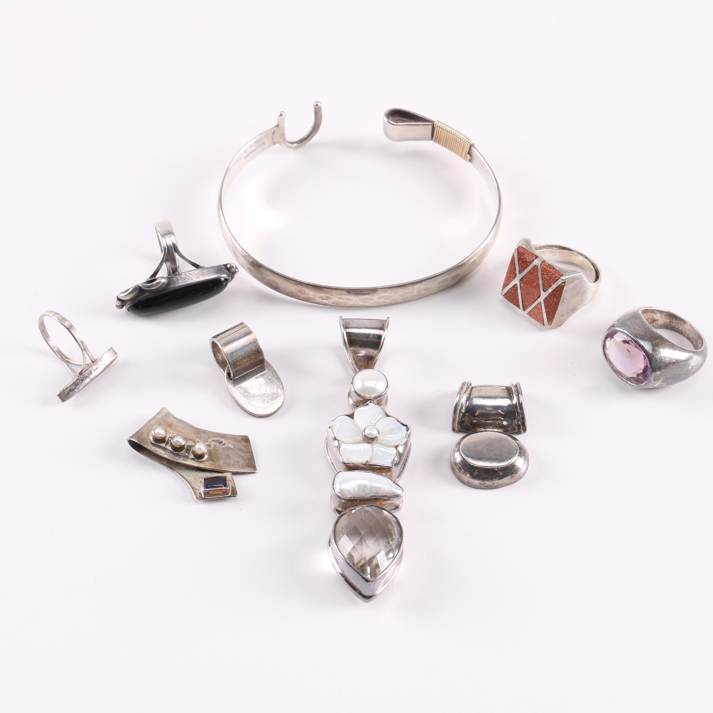 Sterling and Stone Jewelry Including Mother of Pearl
