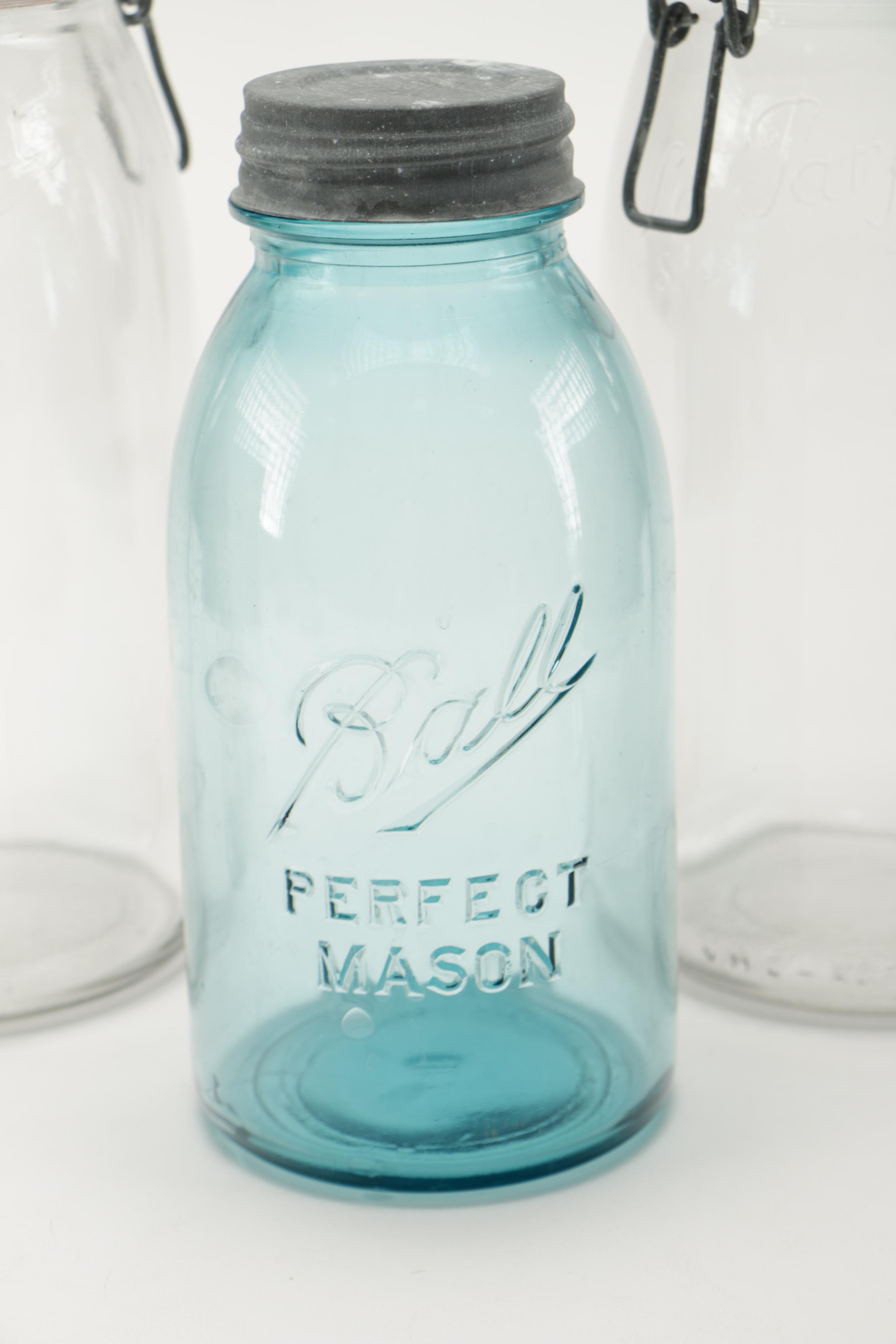 Glass Canning Jars Including Ball "Perfect Mason"