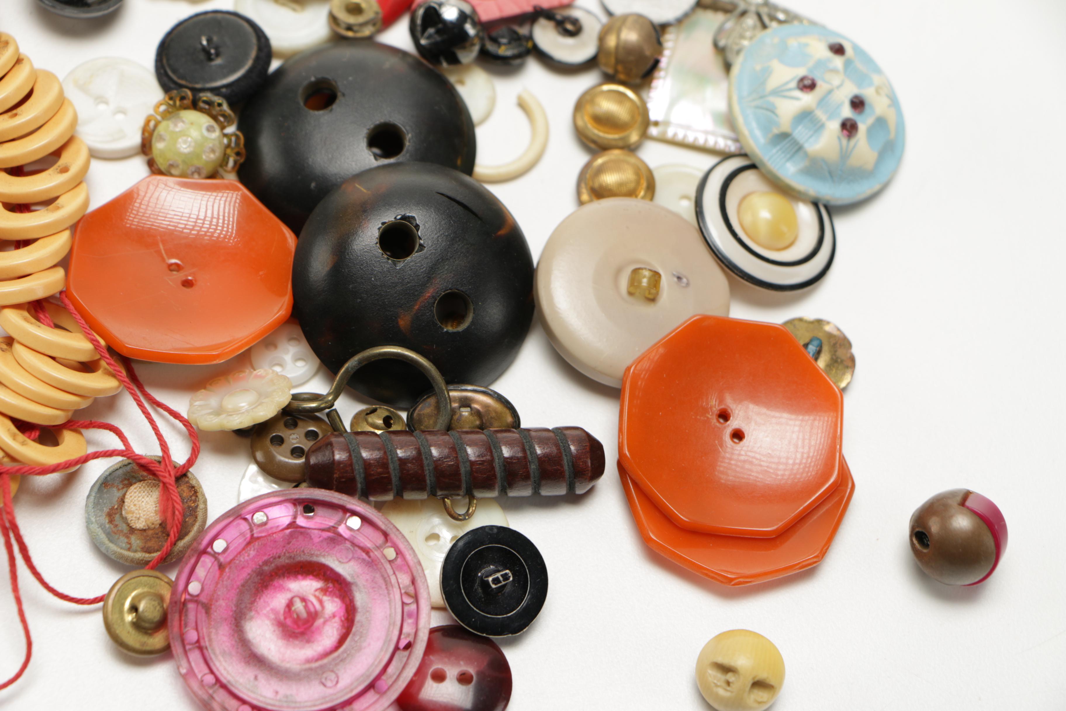 Assorted Buttons and Clothing Accessories