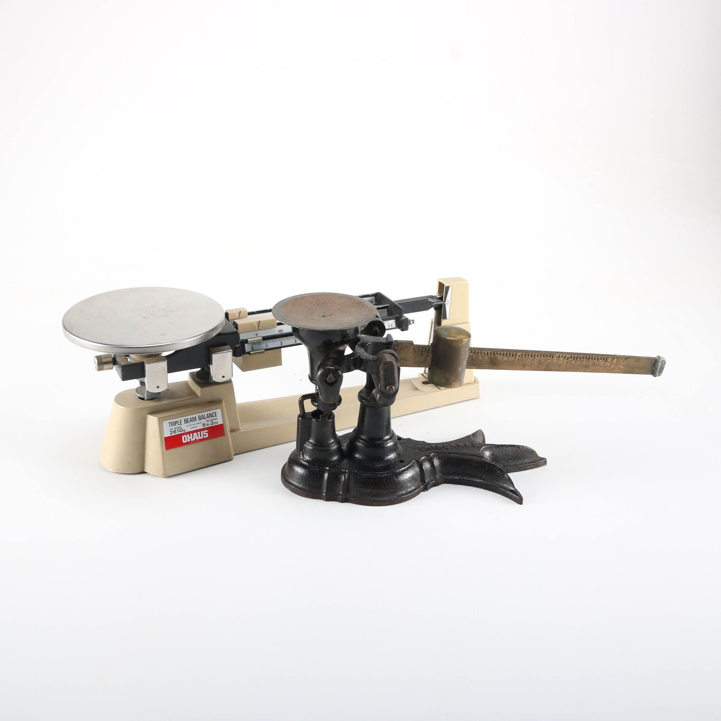 Antique Fairbanks Scale and Ohaus Triple Beam Balance