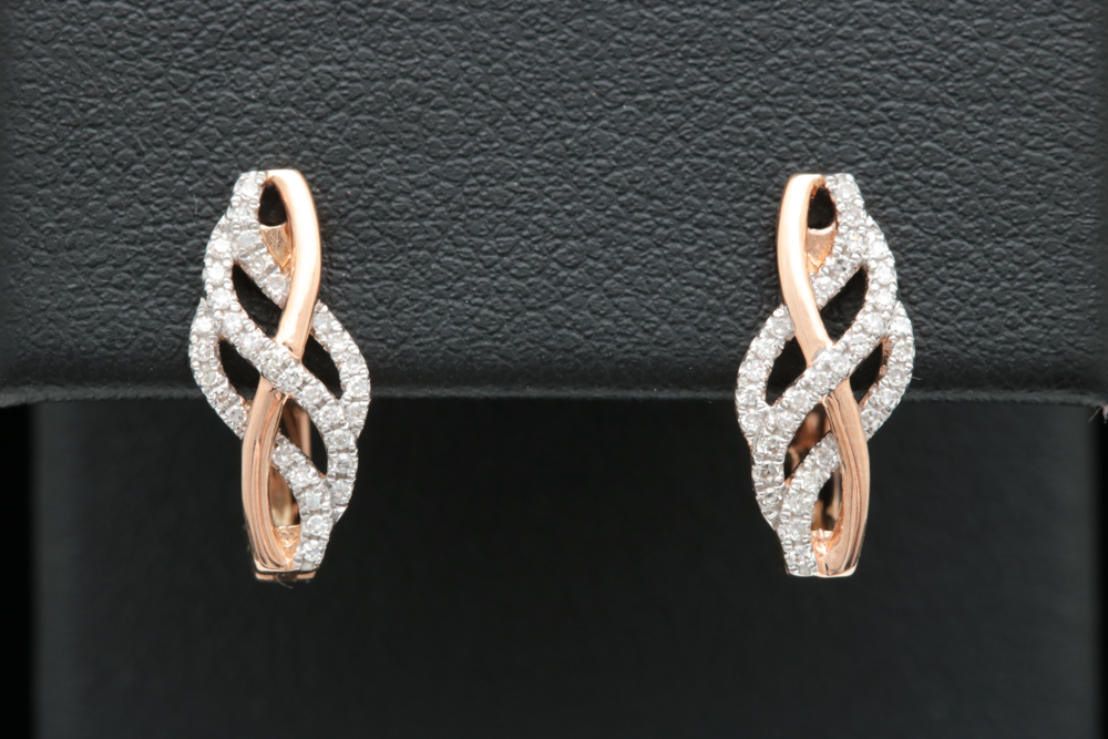 14K Rose Gold and Diamond Earrings