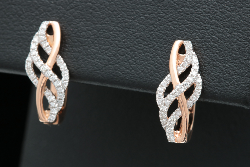 14K Rose Gold and Diamond Earrings