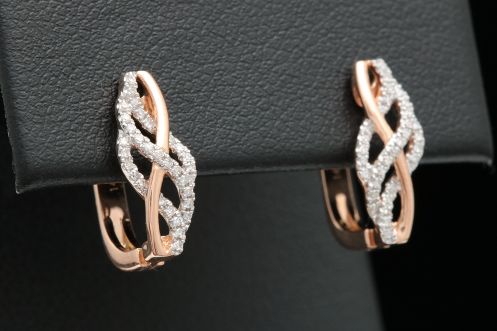 14K Rose Gold and Diamond Earrings
