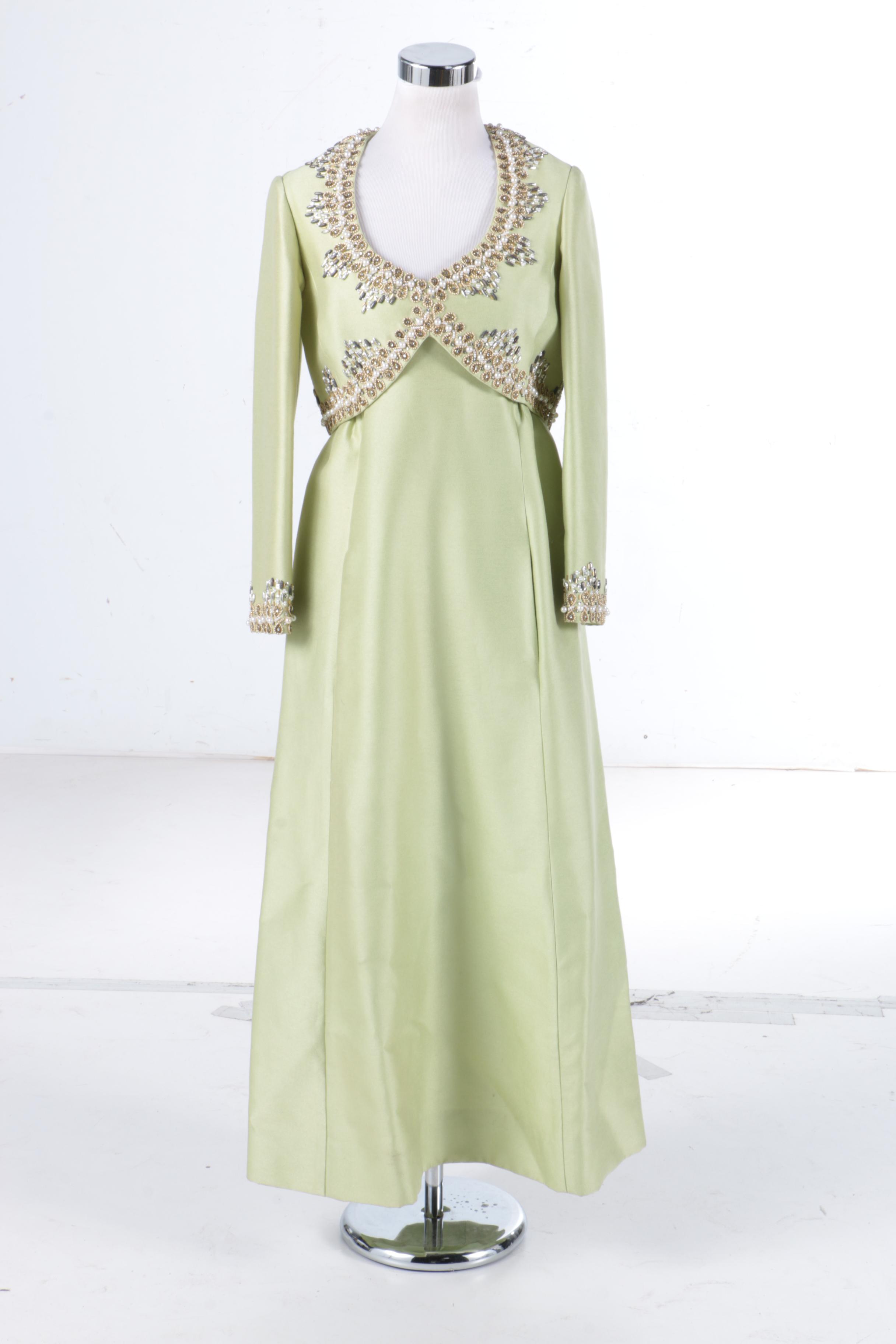 Circa 1960s Beaded Embellished Evening Dress