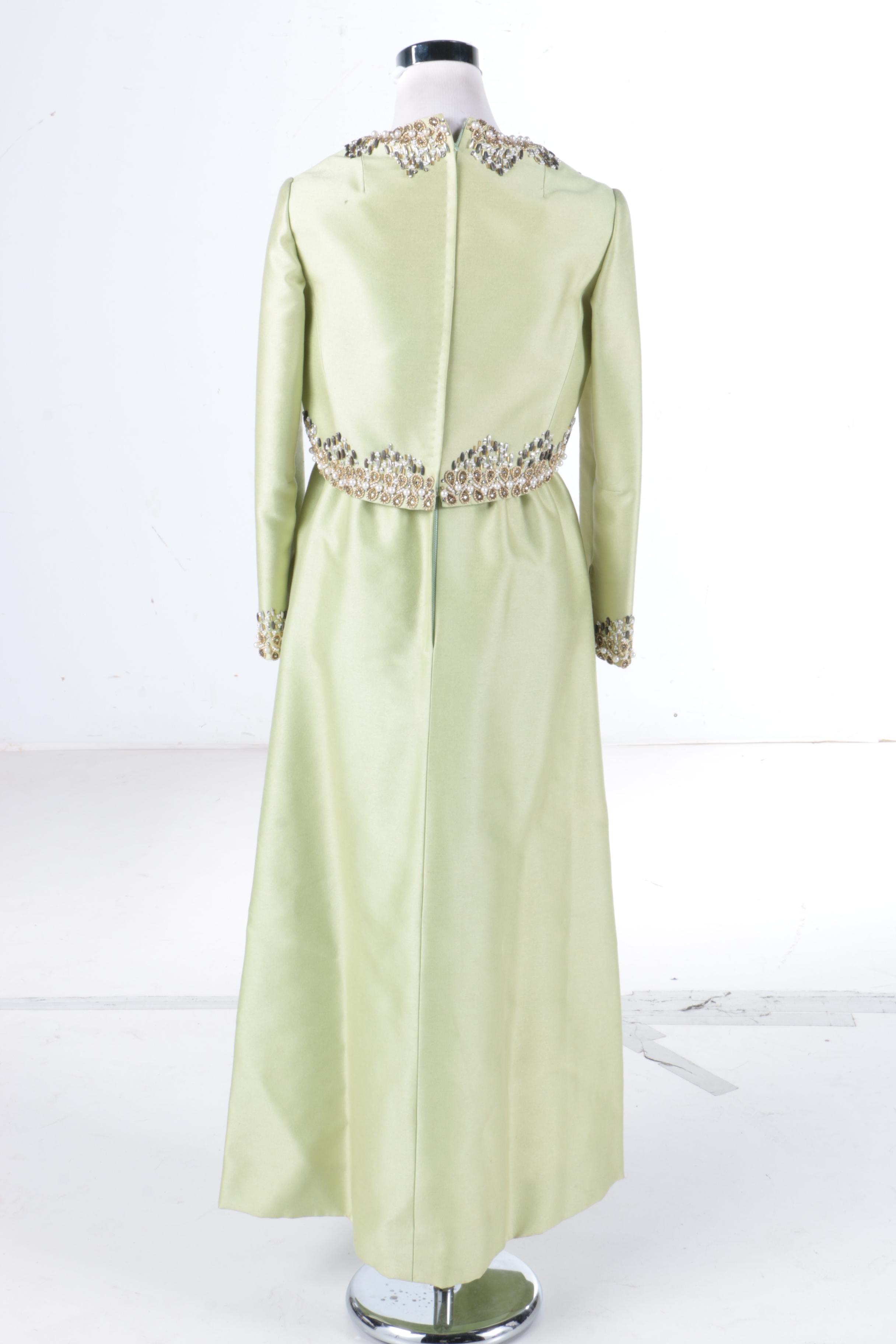 Circa 1960s Beaded Embellished Evening Dress