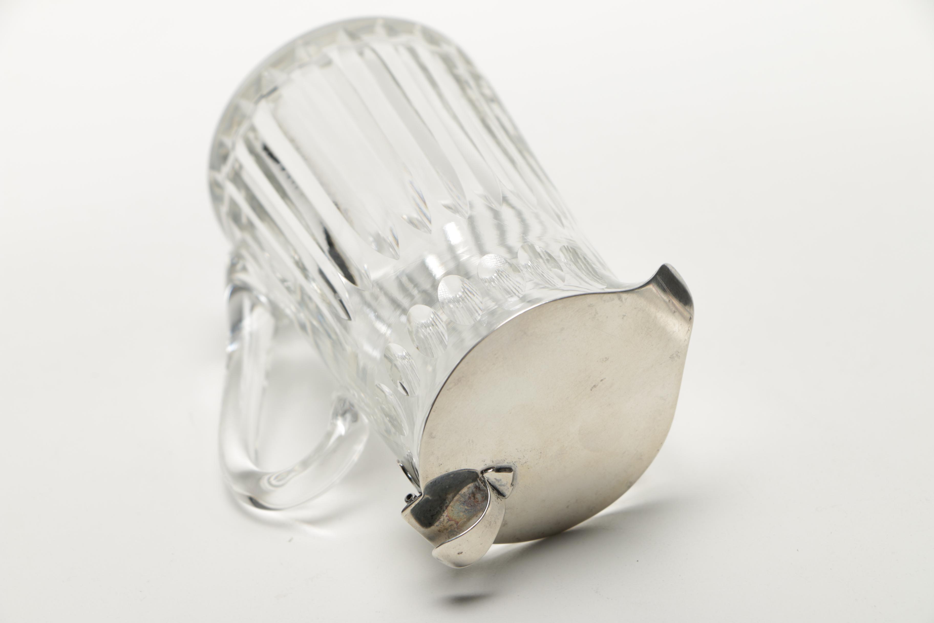 Hawke Crystal Creamer With Sterling Silver Lid