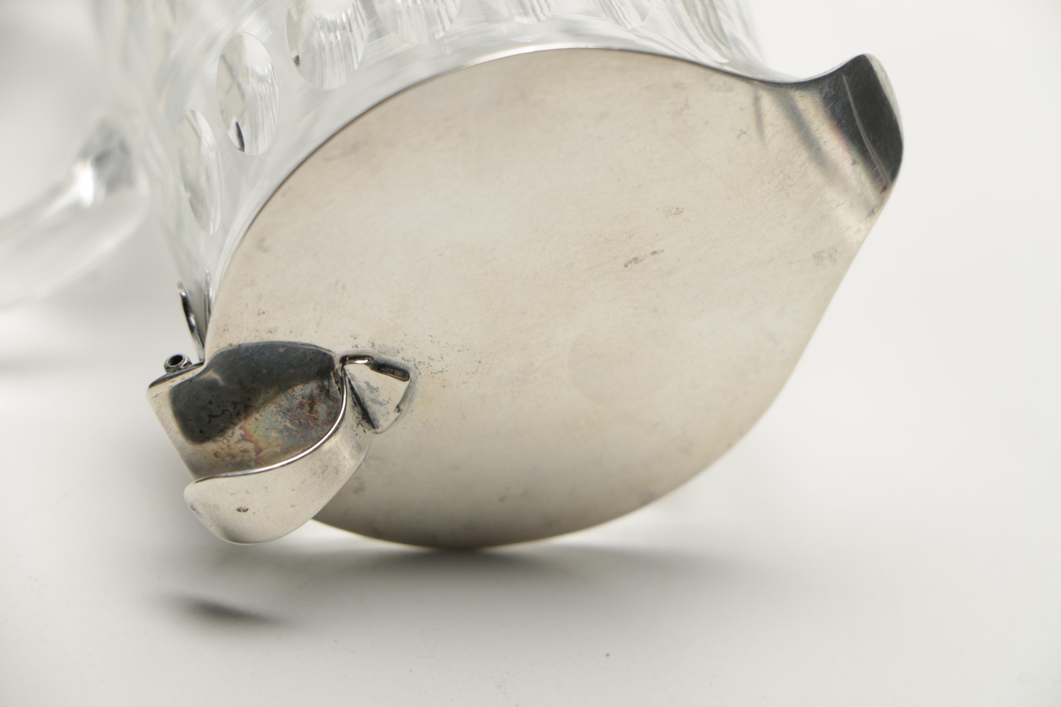 Hawke Crystal Creamer With Sterling Silver Lid