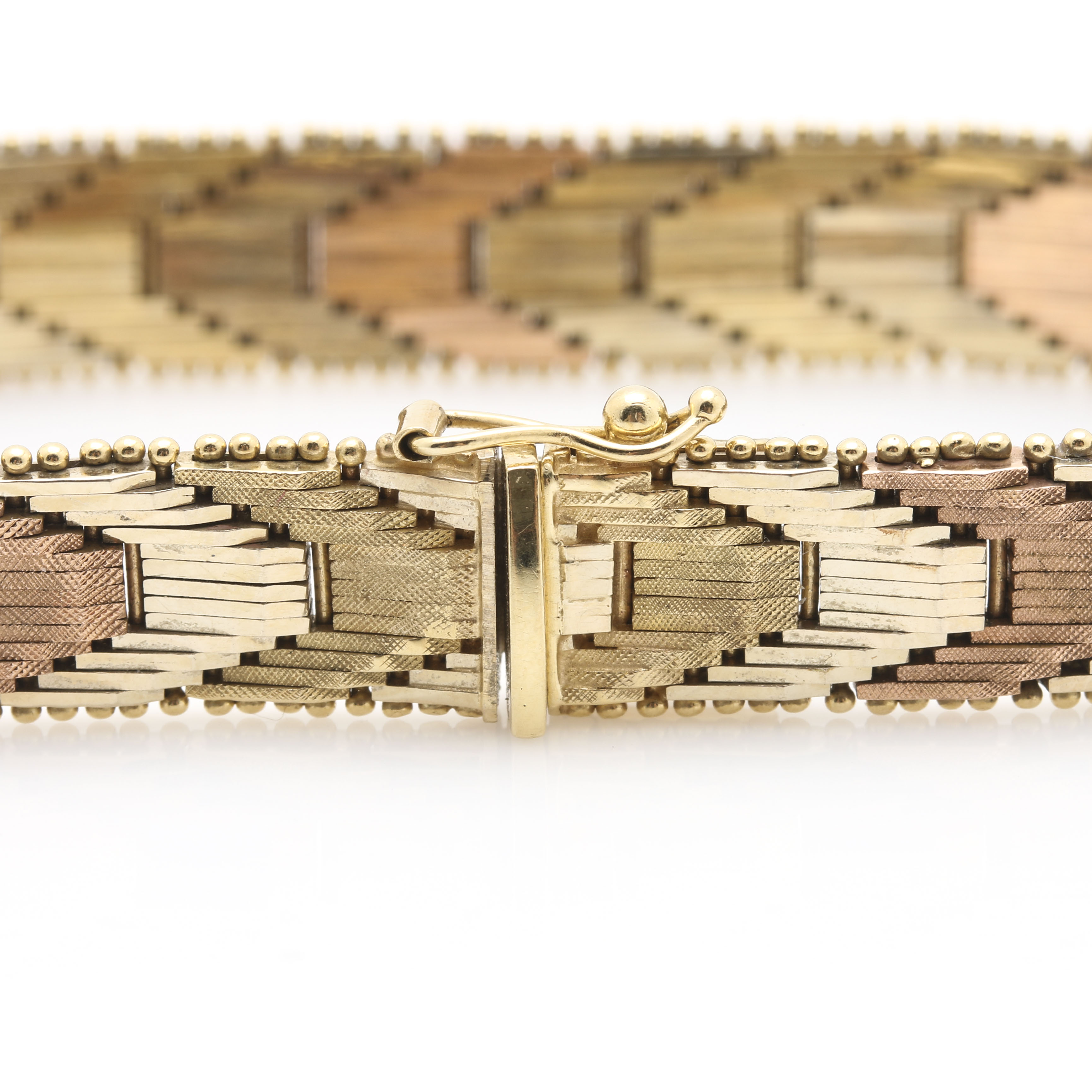 14K Tri-Colored Gold Chevron Bracelet
