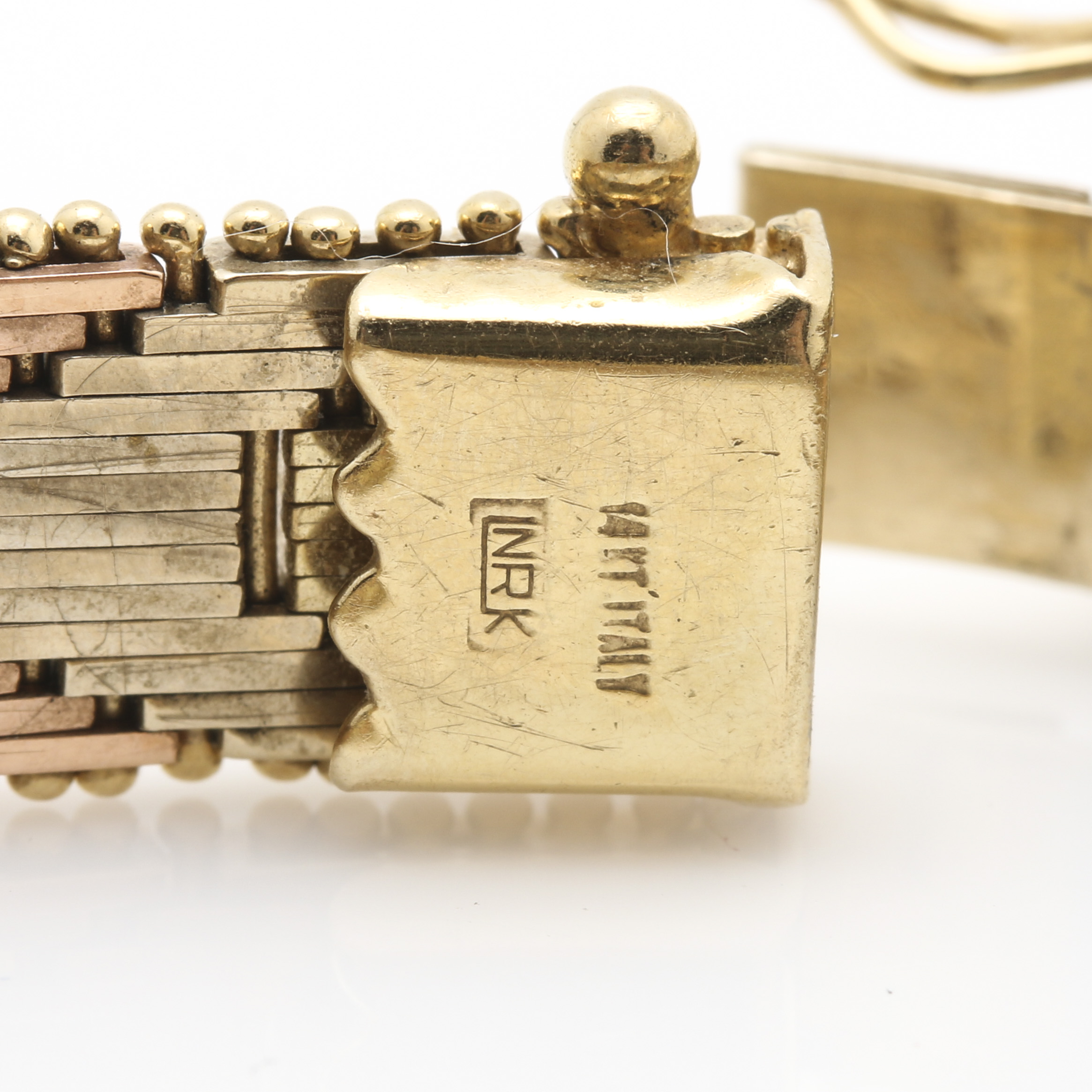 14K Tri-Colored Gold Chevron Bracelet