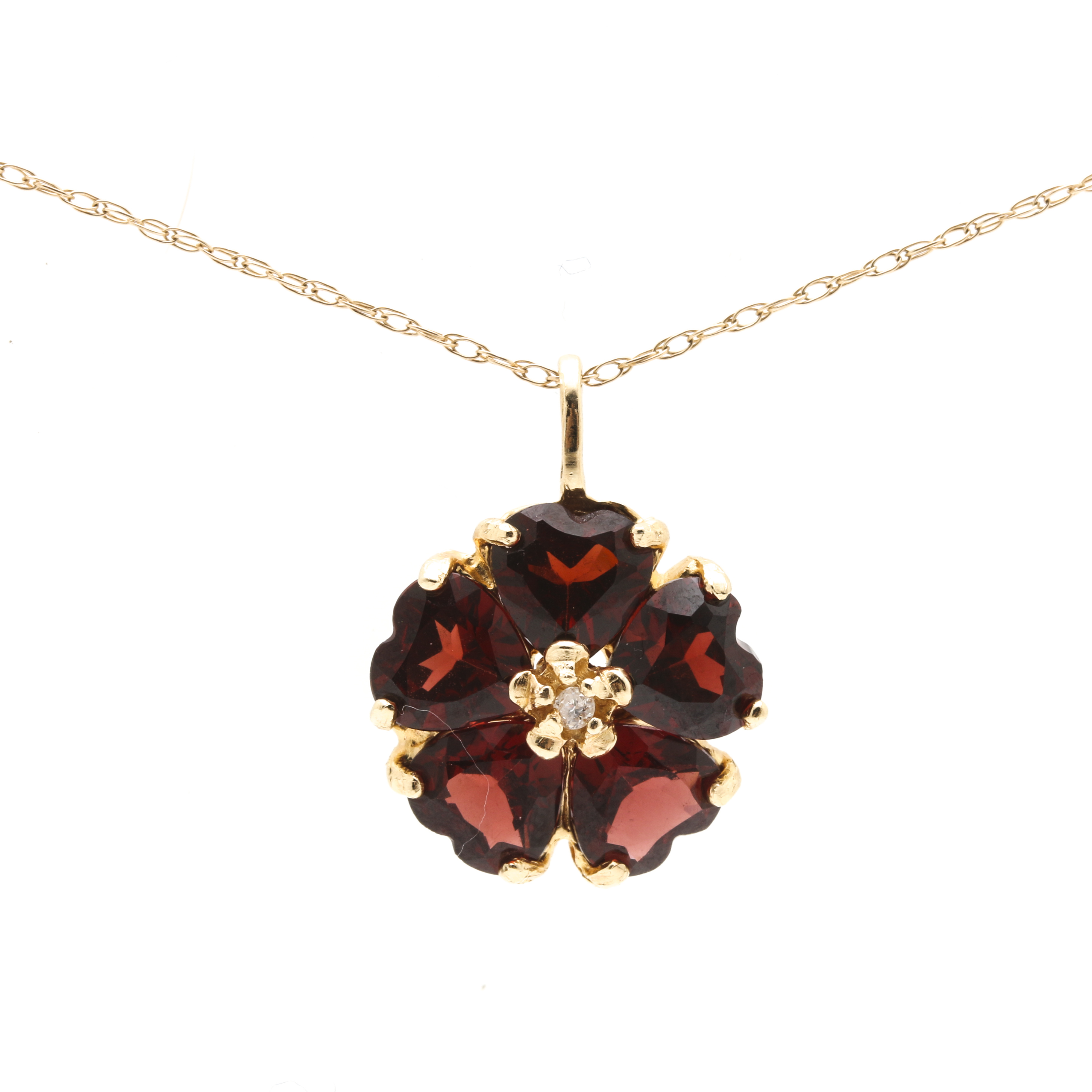 14K Yellow Gold Garnet and Diamond Demi Parure