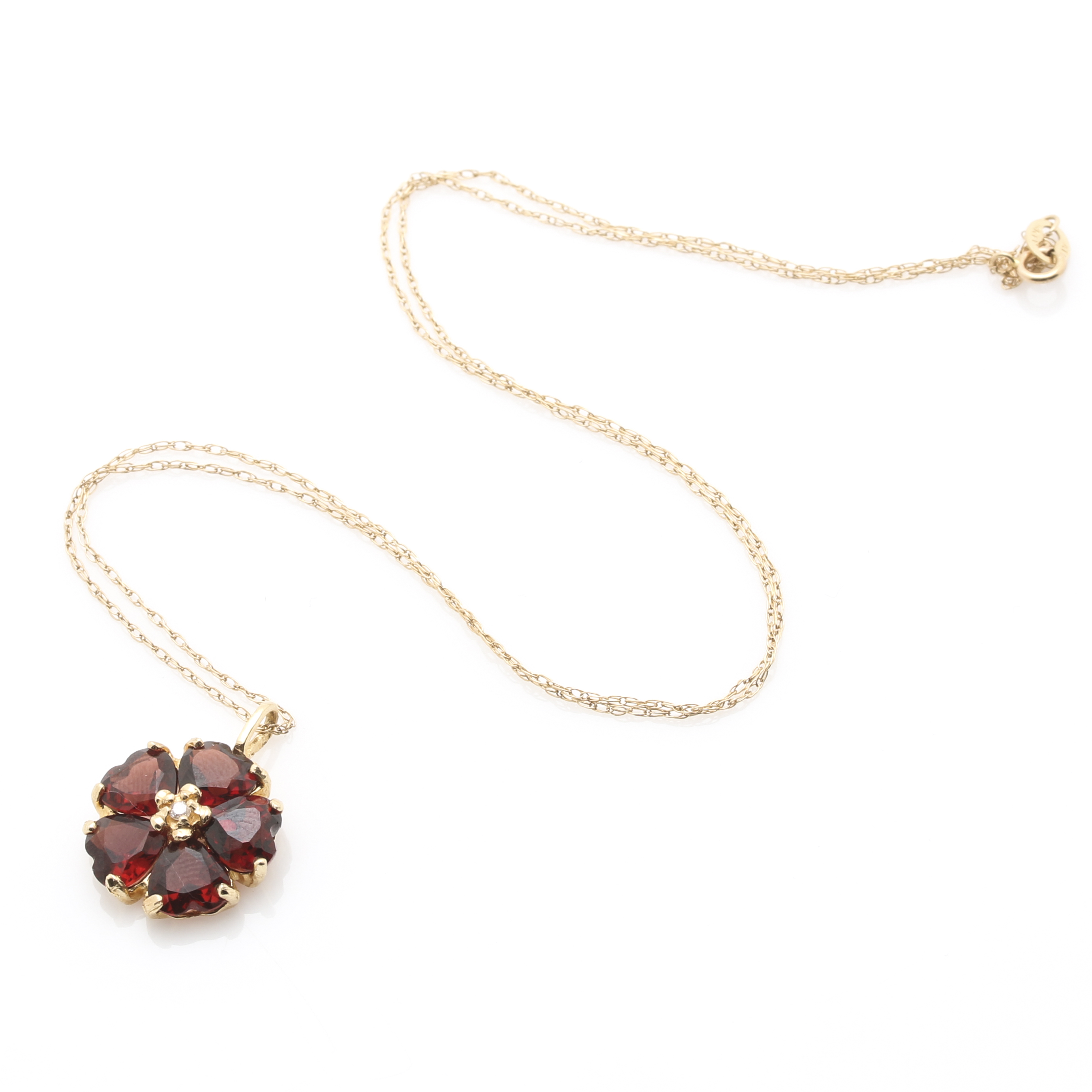 14K Yellow Gold Garnet and Diamond Demi Parure