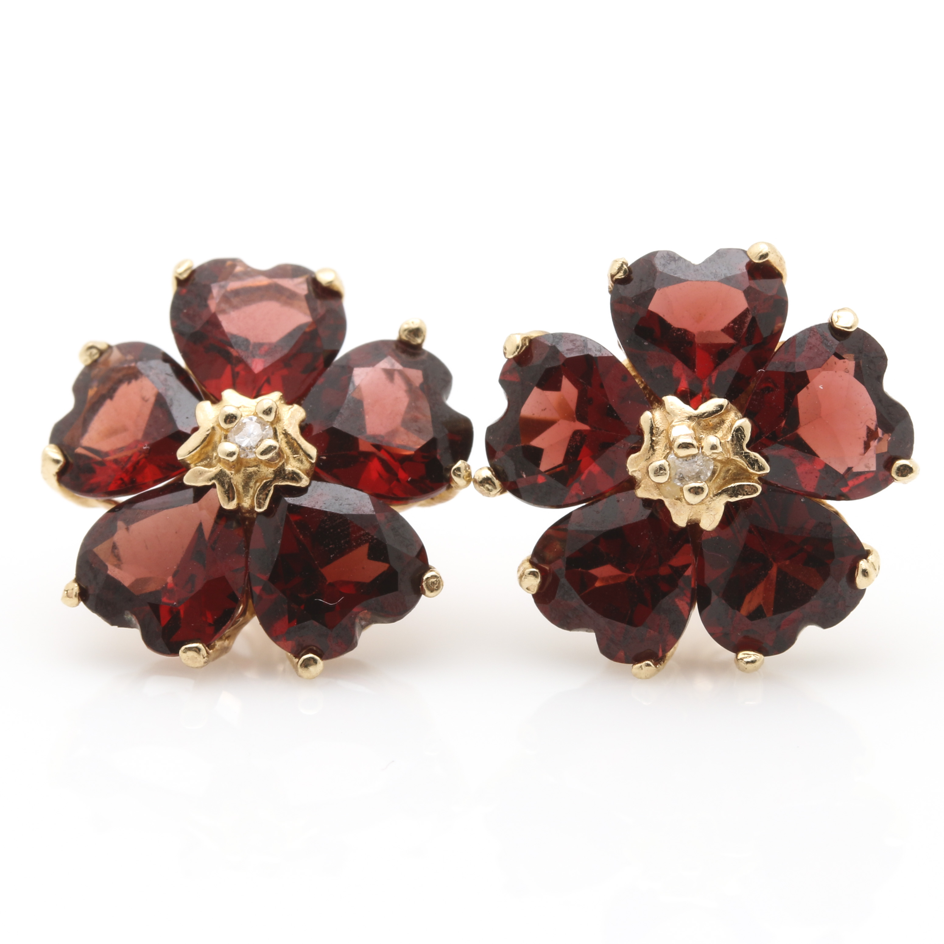 14K Yellow Gold Garnet and Diamond Demi Parure