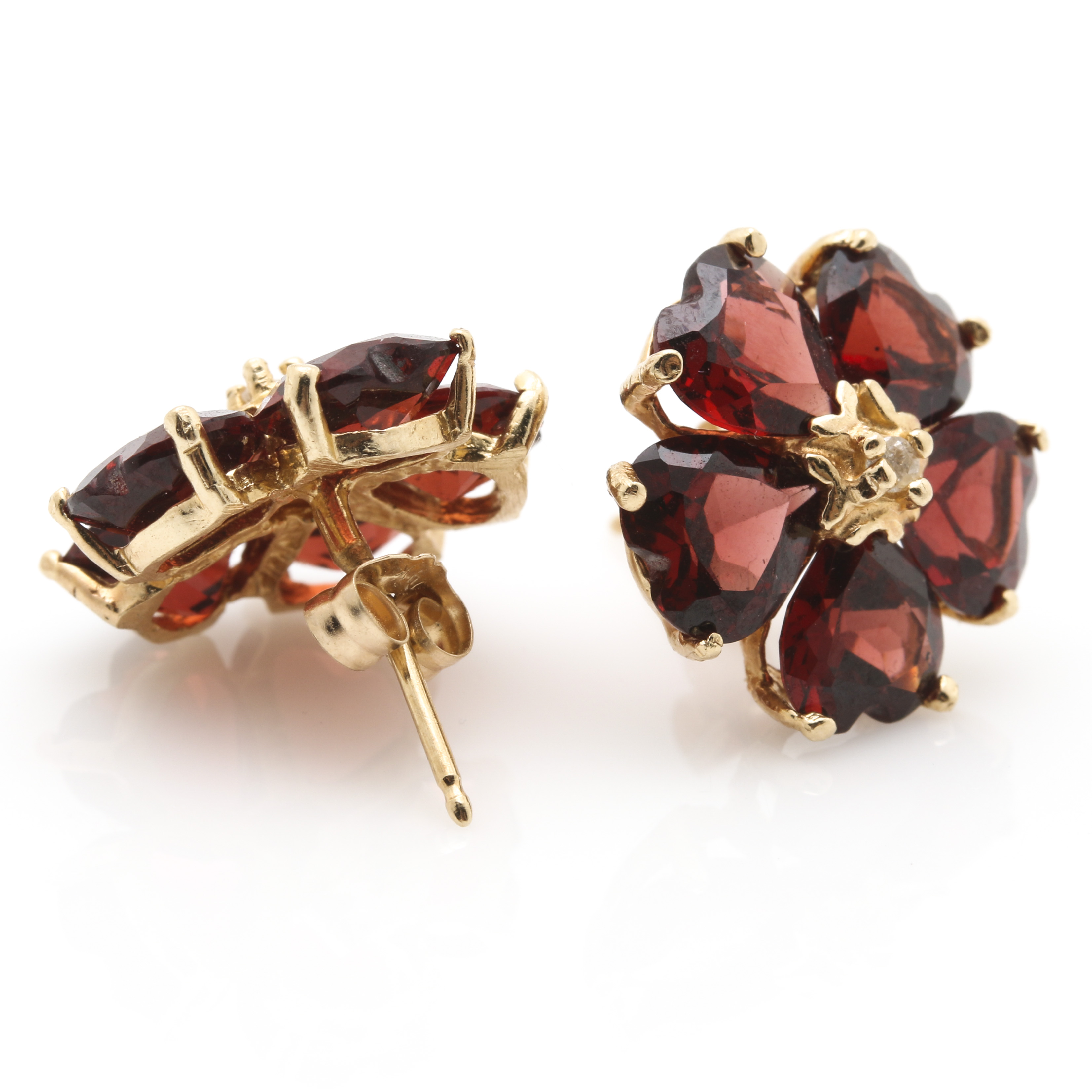 14K Yellow Gold Garnet and Diamond Demi Parure