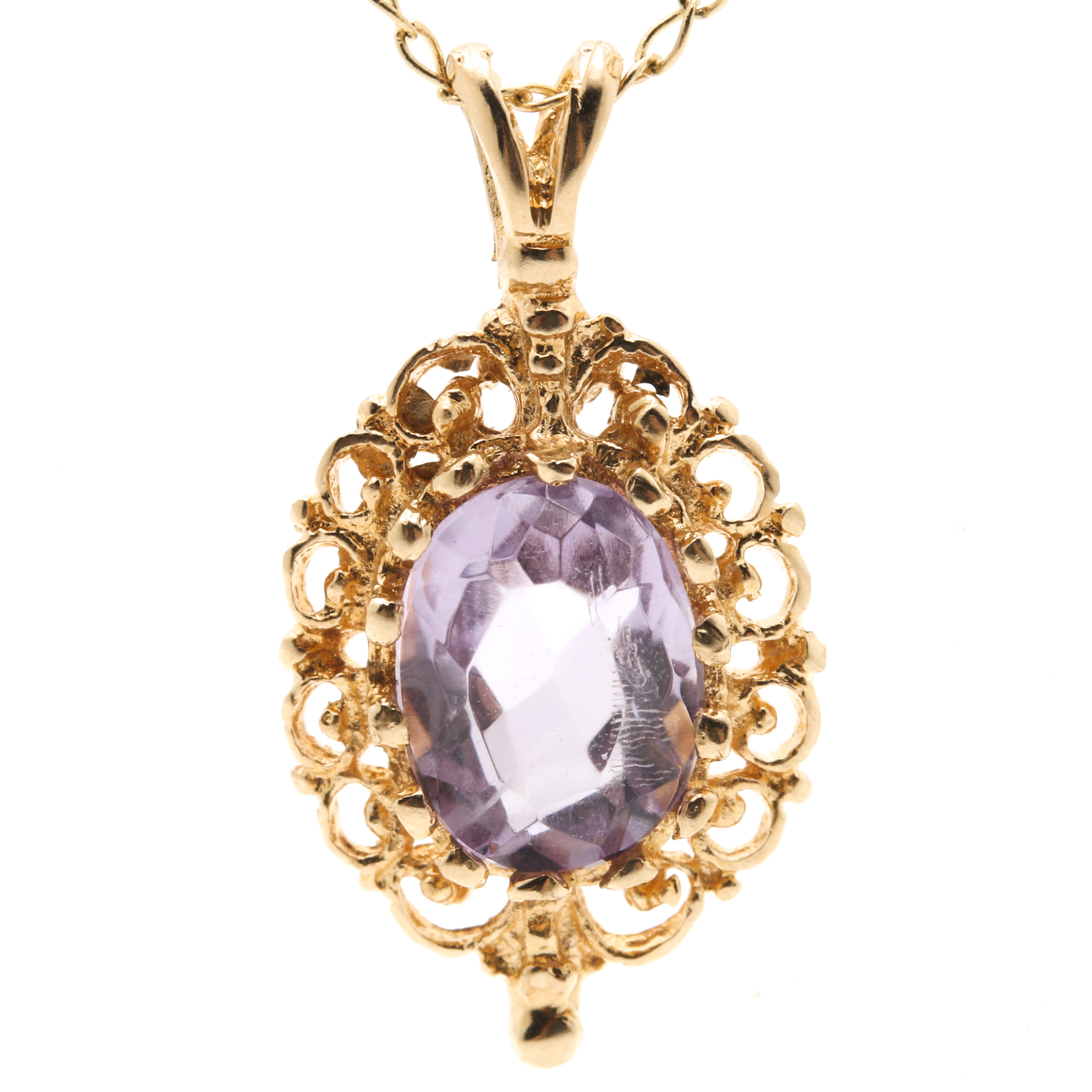 14K Yellow Gold Amethyst Necklace