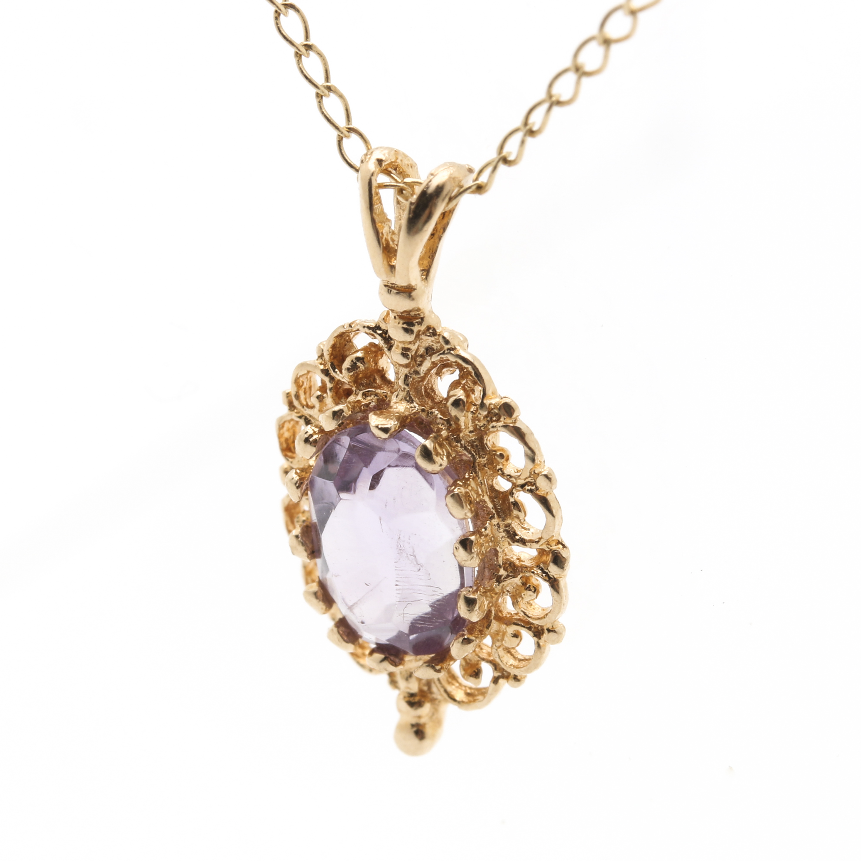 14K Yellow Gold Amethyst Necklace